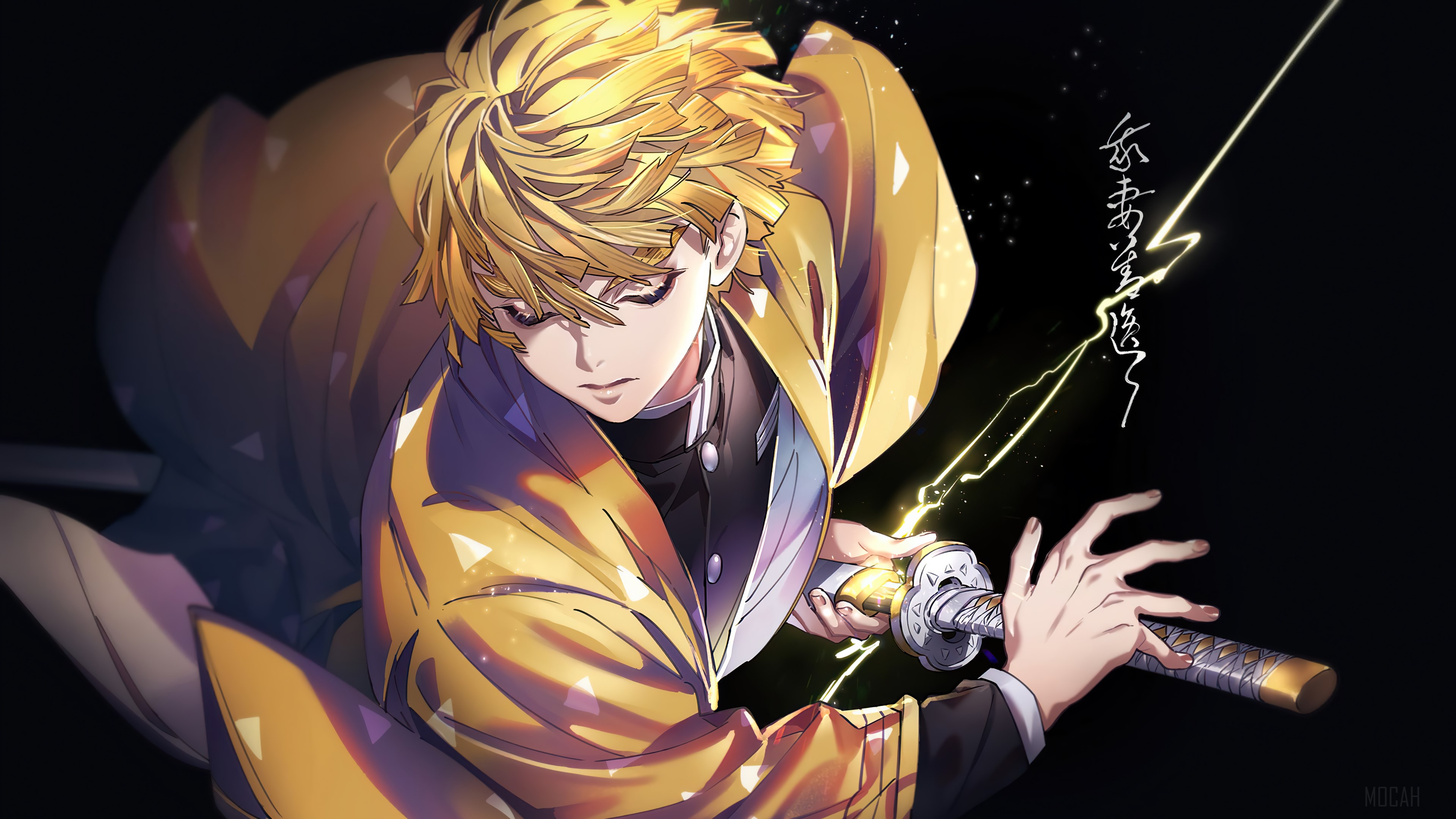 Zenitsu Agatsuma, Demon Slayer Kimetsu no Yaiba, Anime, Kimetsu no Yaiba, 鬼滅の刃 4k, HD Wallpaper