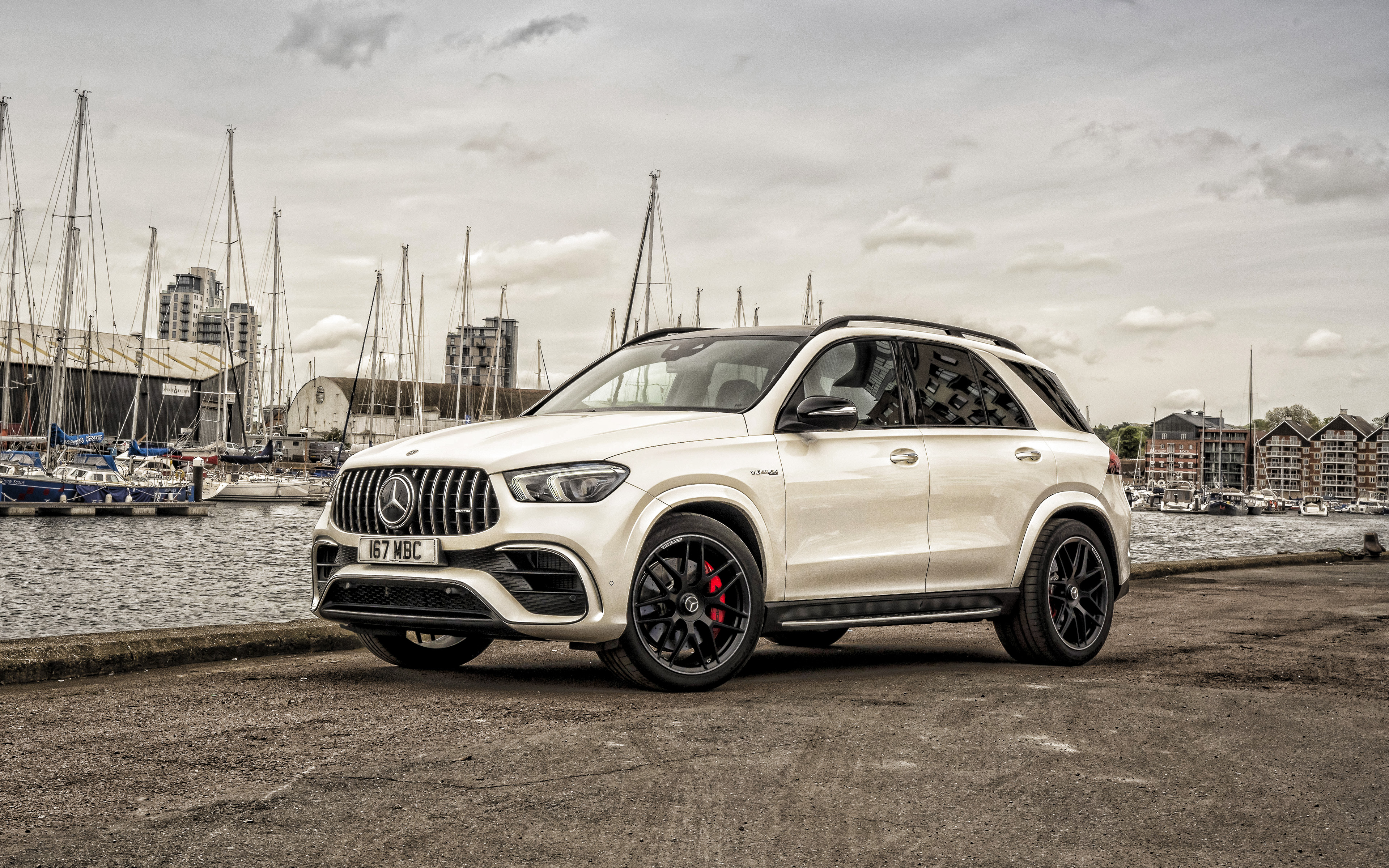 Download Wallpaper 2021, Mercedes AMG GLE 63 S 4Matic, 4k, Exterior, Front View, White SUV, New White GLE 63S, German Cars, Mercedes For Desktop With Resolution 3840x2400. High Quality HD Picture Wallpaper