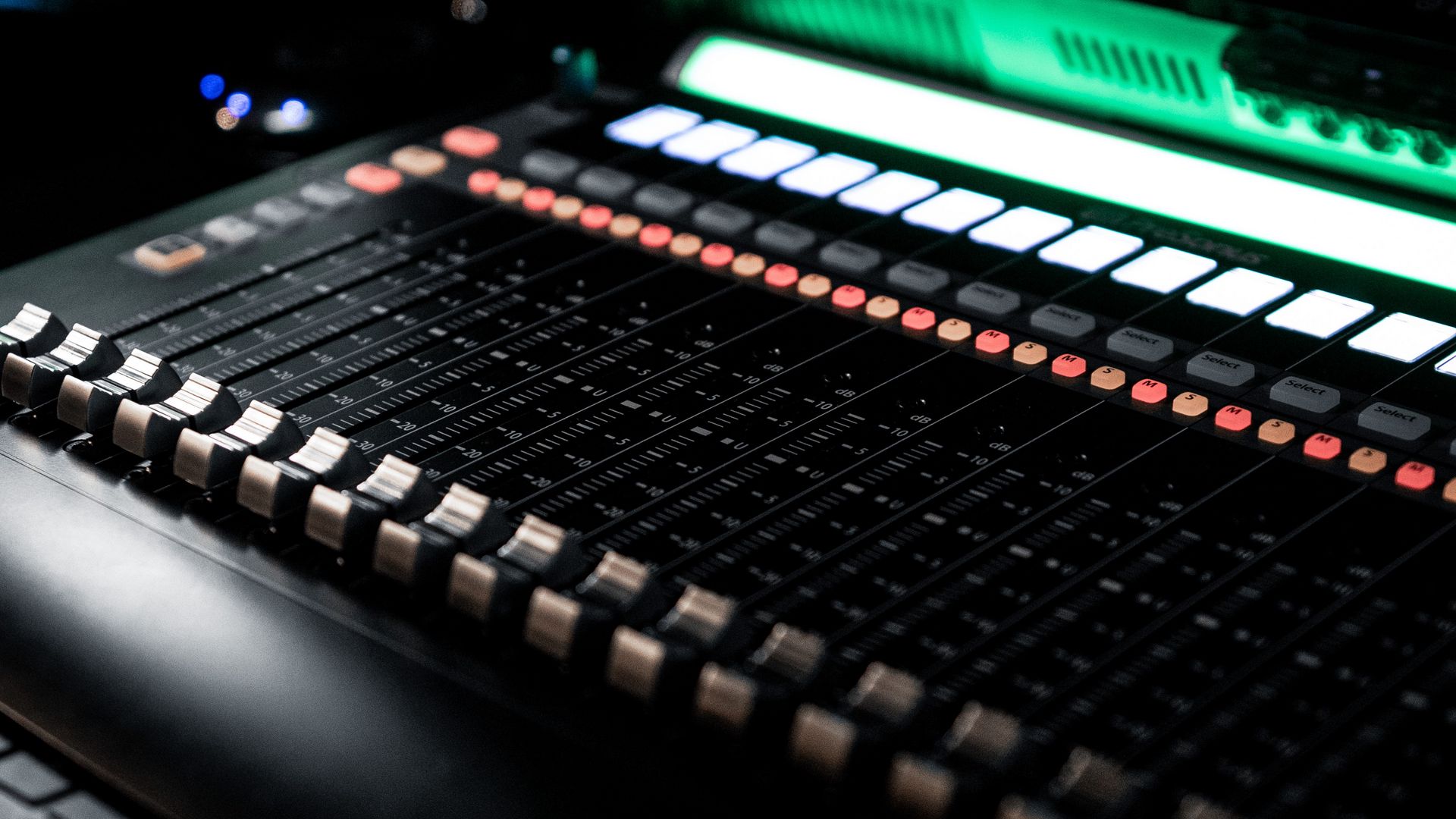 Download wallpaper 1920x1080 mixer, console, equalizer, sound recording, music full hd, hdtv, fhd, 1080p HD background
