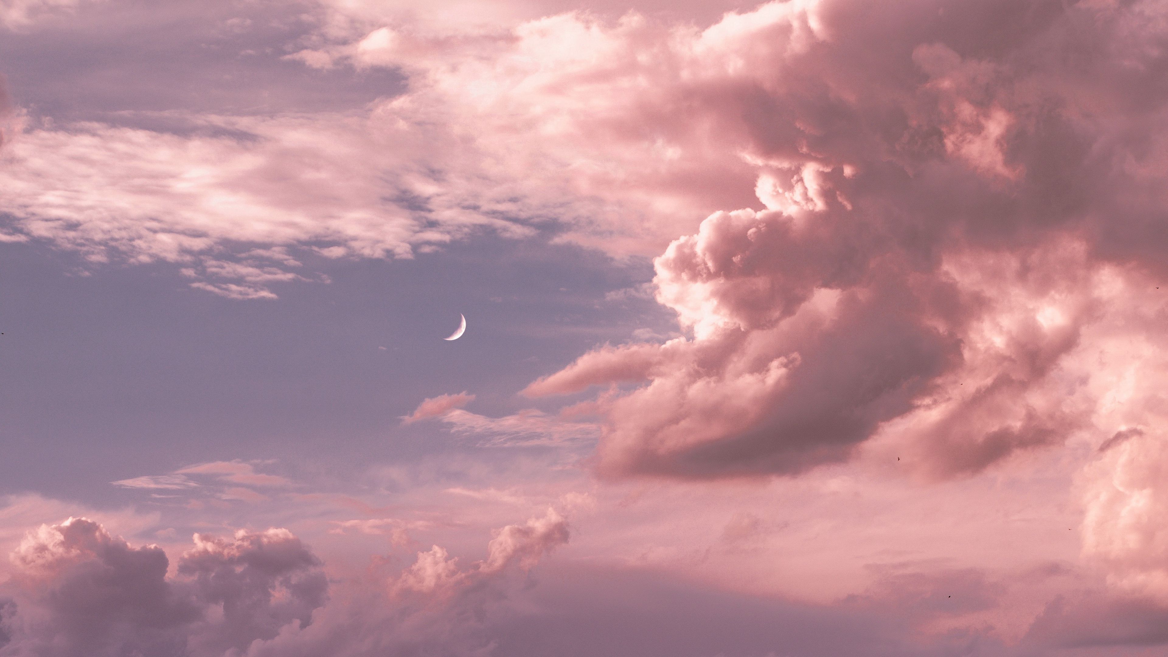 Download wallpaper 3840x2160 moon, clouds, sky, height 4k uhd 16:9 HD background