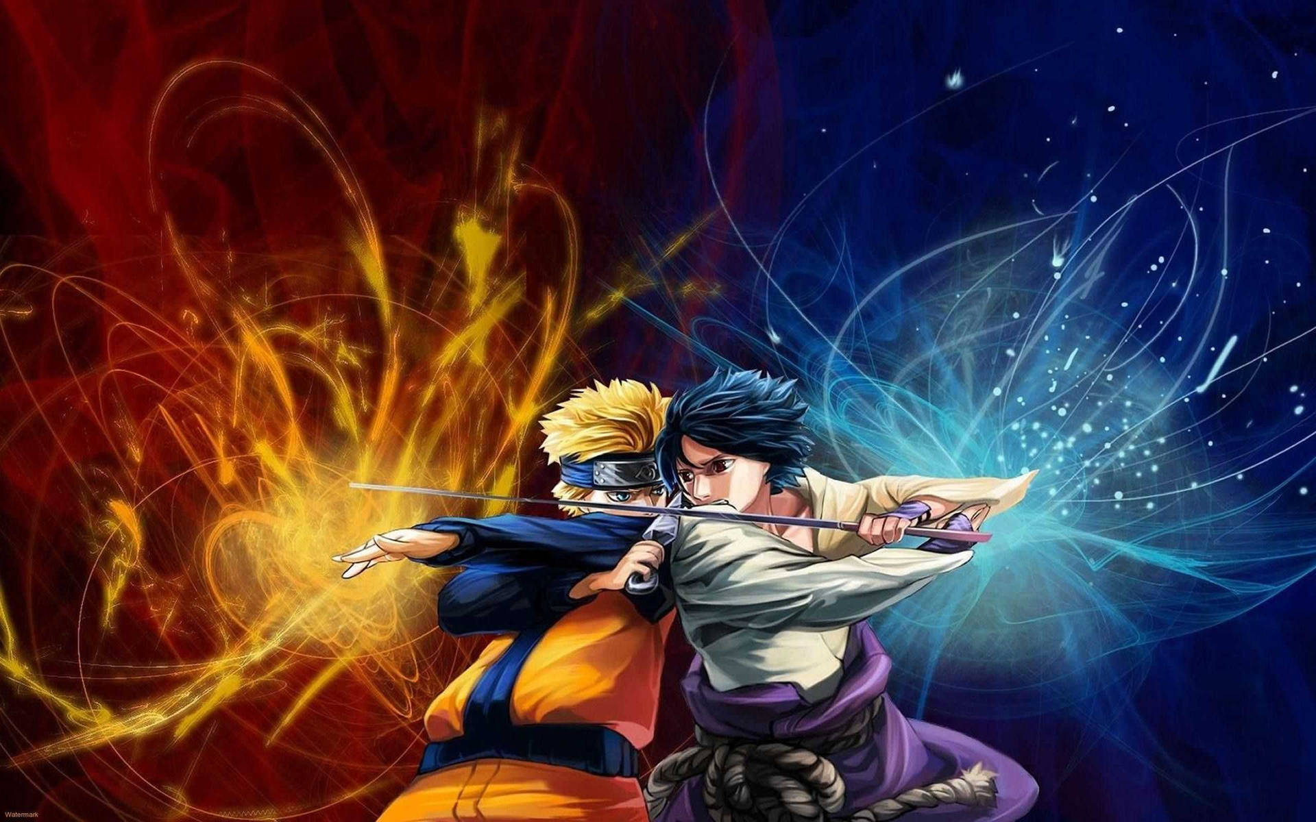 Download Fighting Sasuke And Naruto iPad Wallpaper