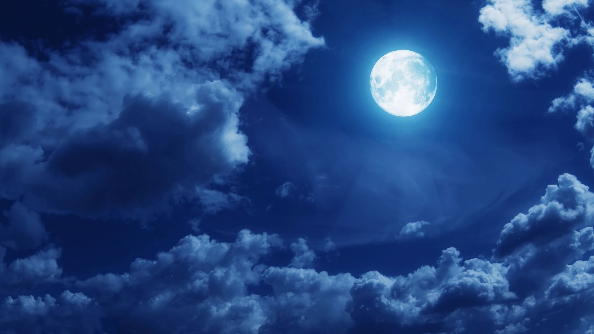 Desktop Wallpaper Blue Moon, Night, Clouds, HD Image, Picture, Background, Mtisq1