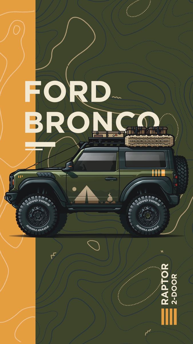 Ford Bronco Raptor 2 Door Concept Wallpaper Design. Ford Bronco, Automotive Art Illustrations, Cool Car Picture