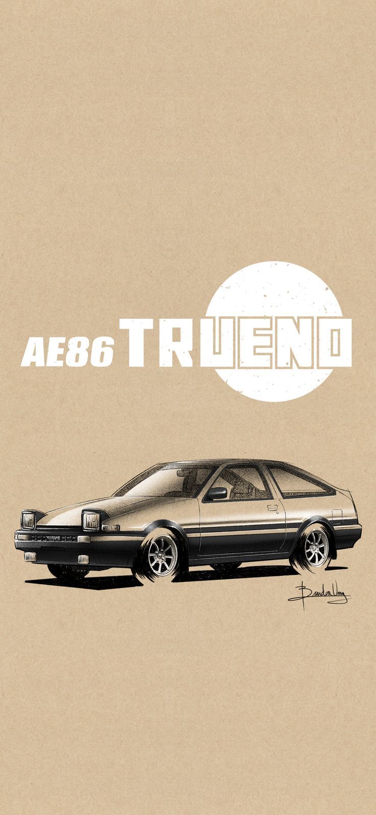Toyota Sprinter Trueno (Corolla) Phone Wallpaper. Initial d car, Ae86, Car illustration
