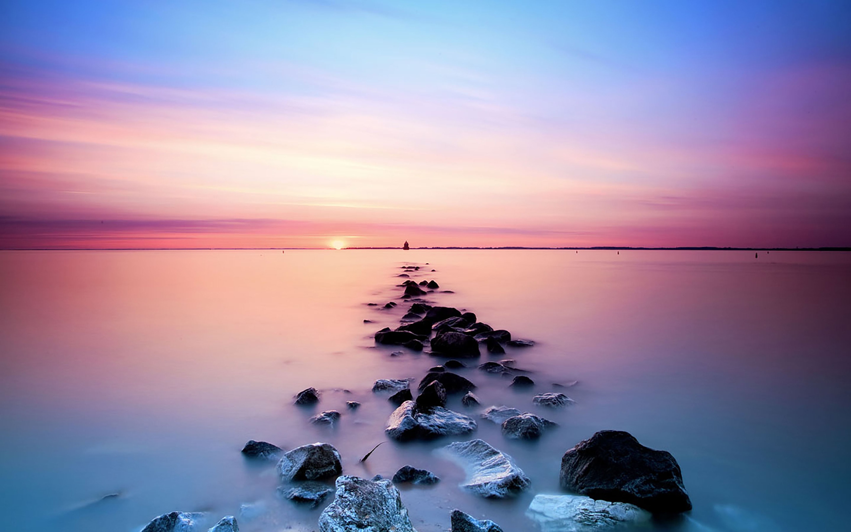 Beach reef ocean sunset glow skyline