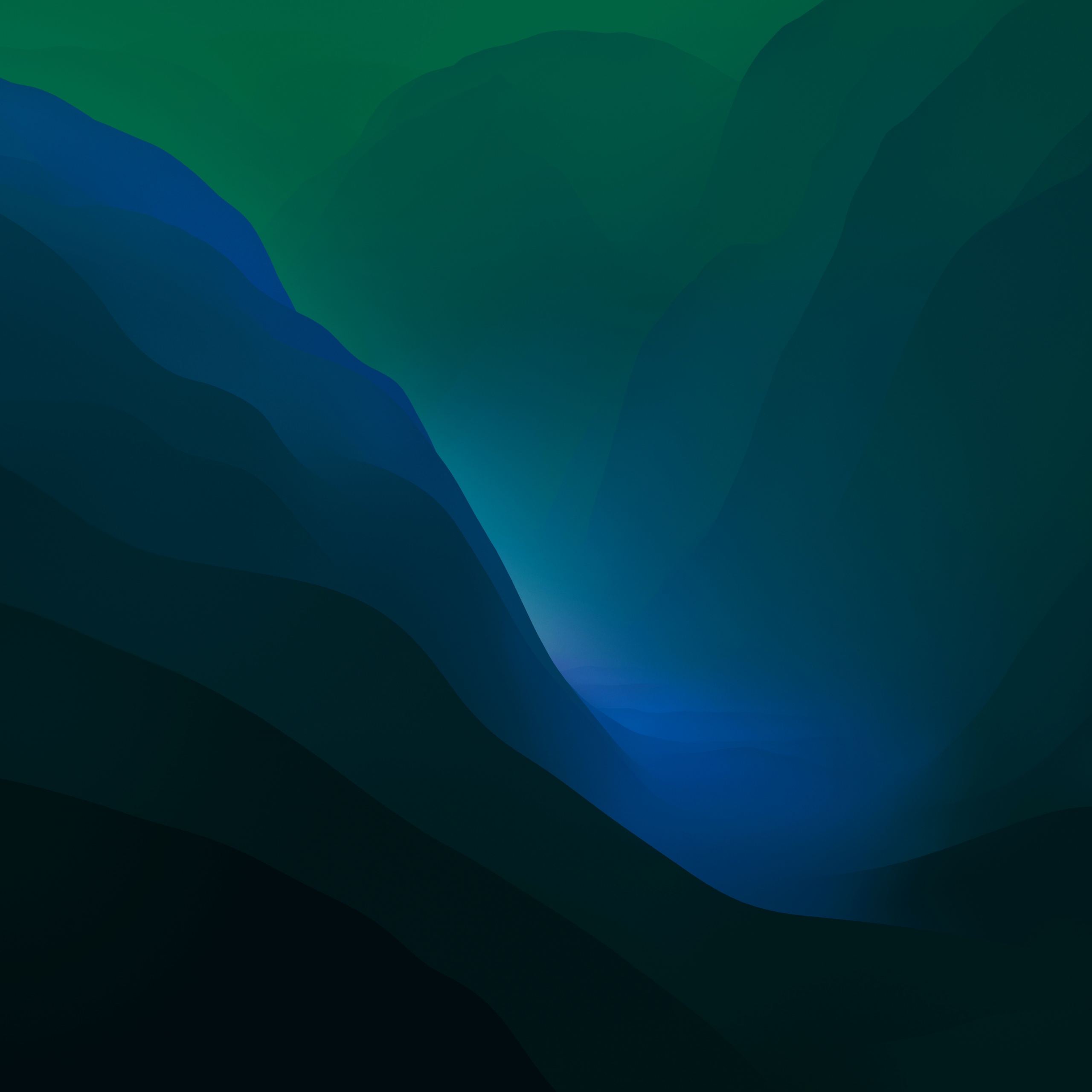 macOS Monterey Wallpaper 4K, Stock, Green, Dark Mode, Layers