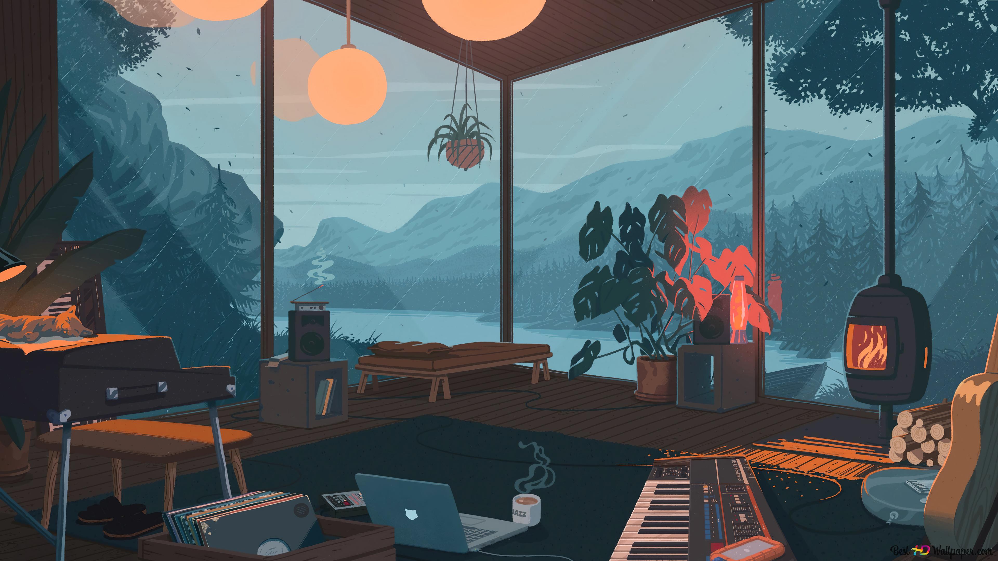Balcony lofi 4K wallpaper download