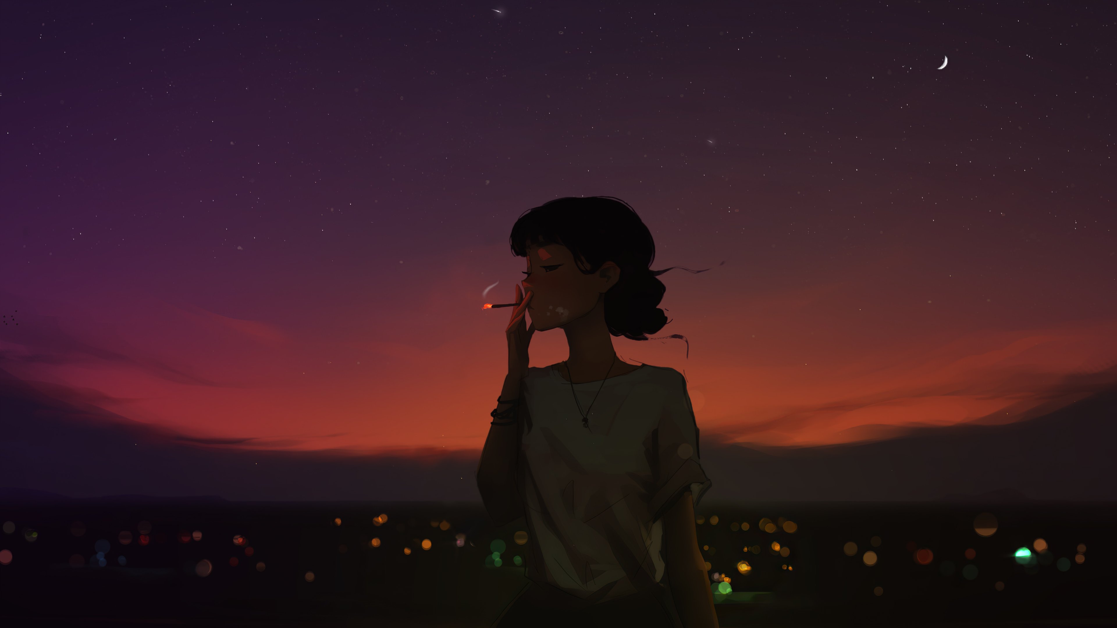 Lofi girl smoking Wallpaper 4k Ultra HD