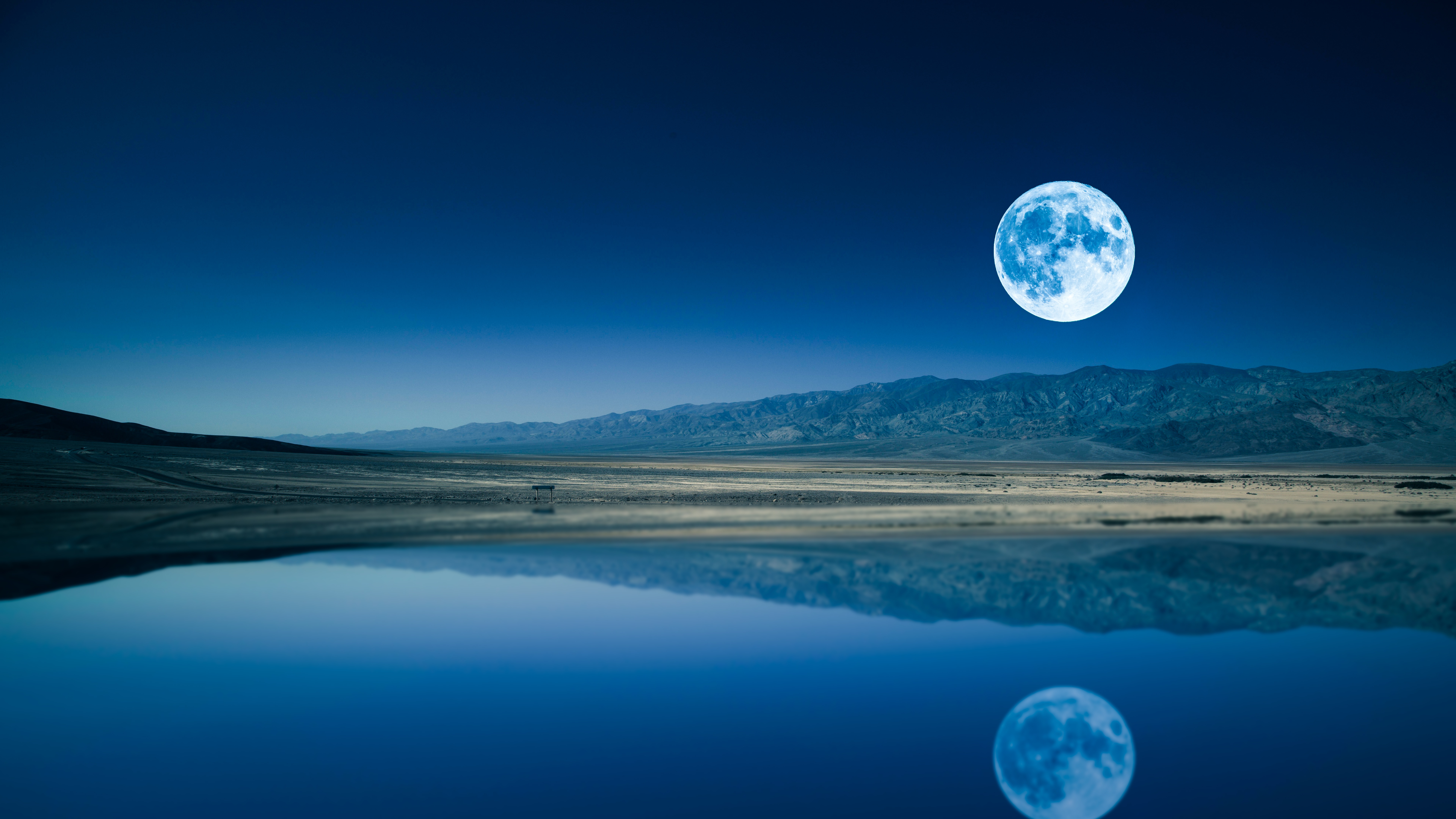 Full moon Wallpaper 4K, Night time, Lake, Body of Water