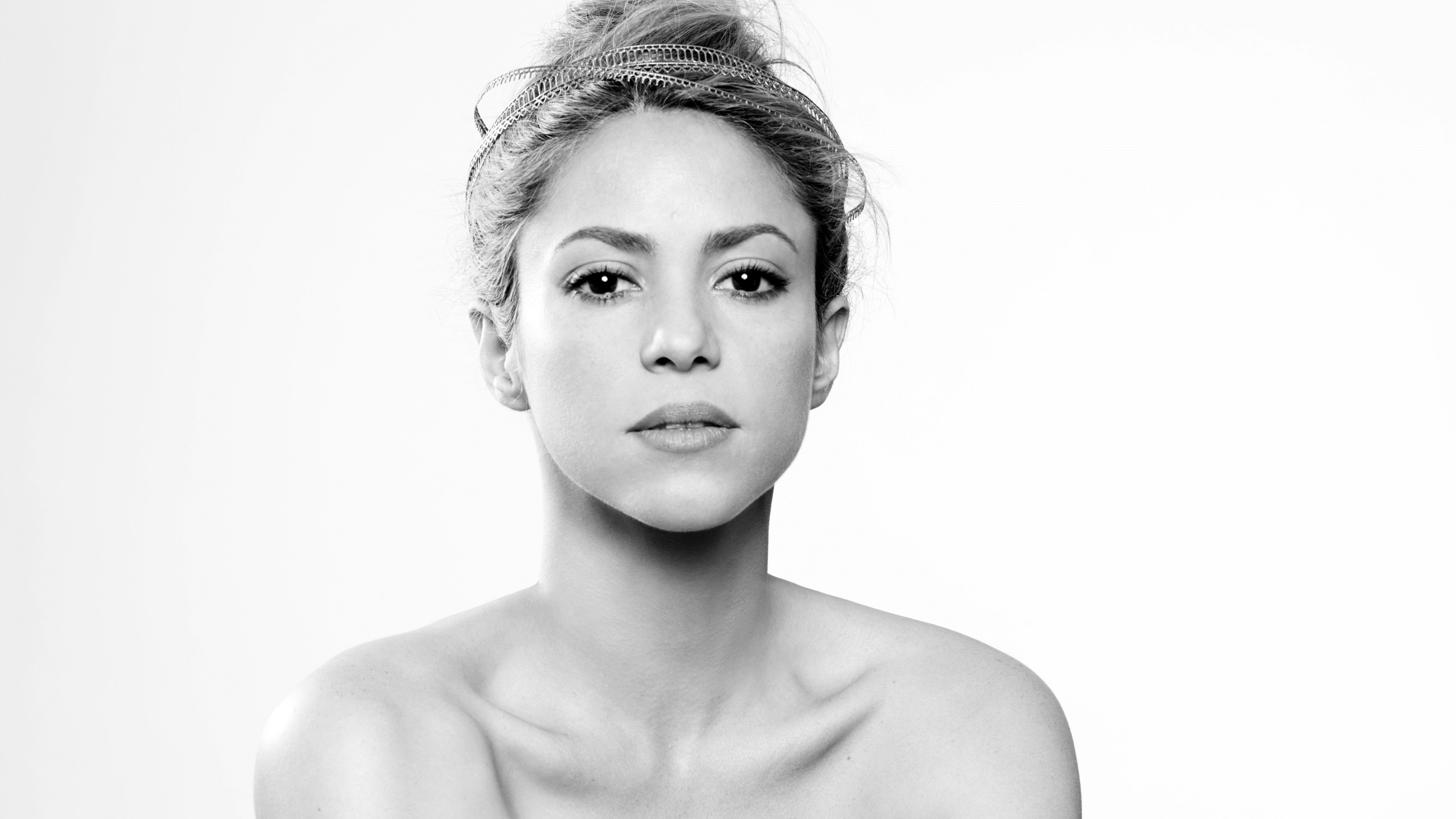 Download wallpaper Shakira, 4K, monochrome, american singer, Empire for desktop with resolution 3840x2160. High Quality HD picture wallpaper