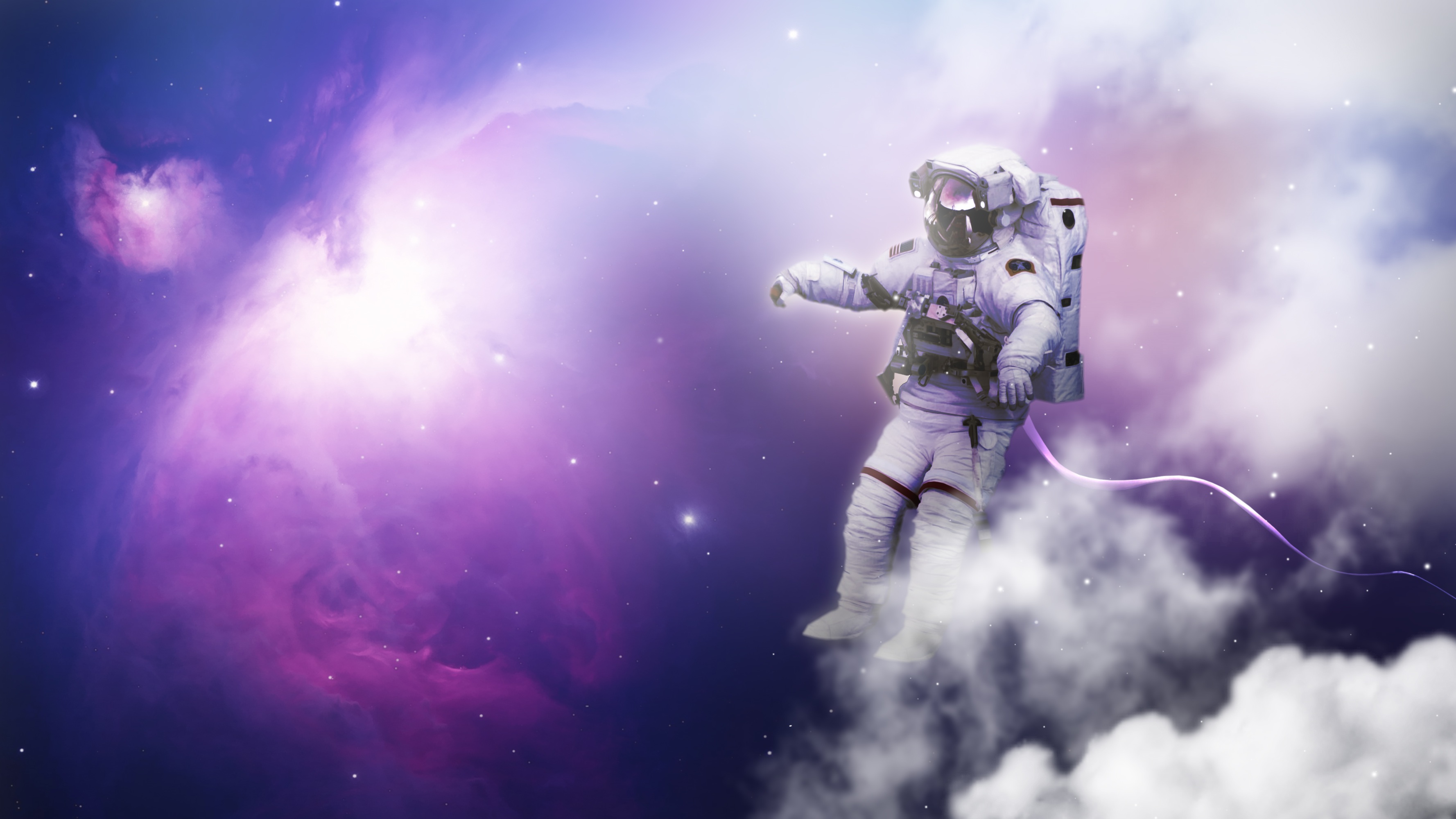 Astronaut Wallpaper 4K, Nebula, Clouds, Space Travel