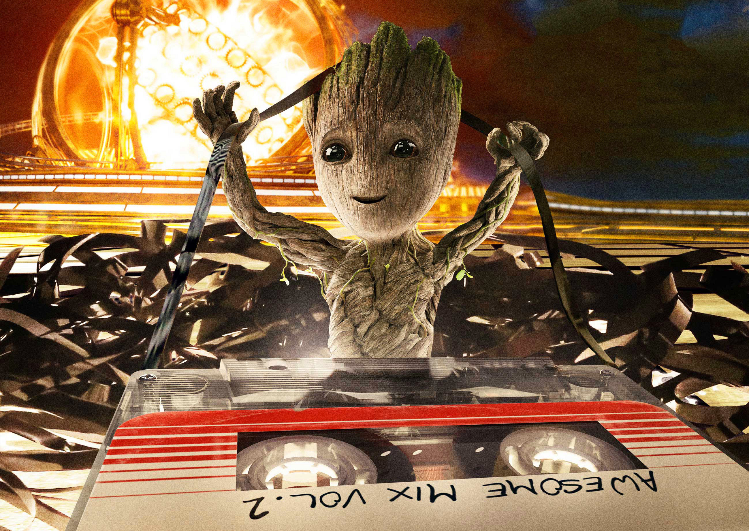 HD desktop wallpaper: Cassette, Movie, Groot, Guardians Of The Galaxy Vol 2 download free picture