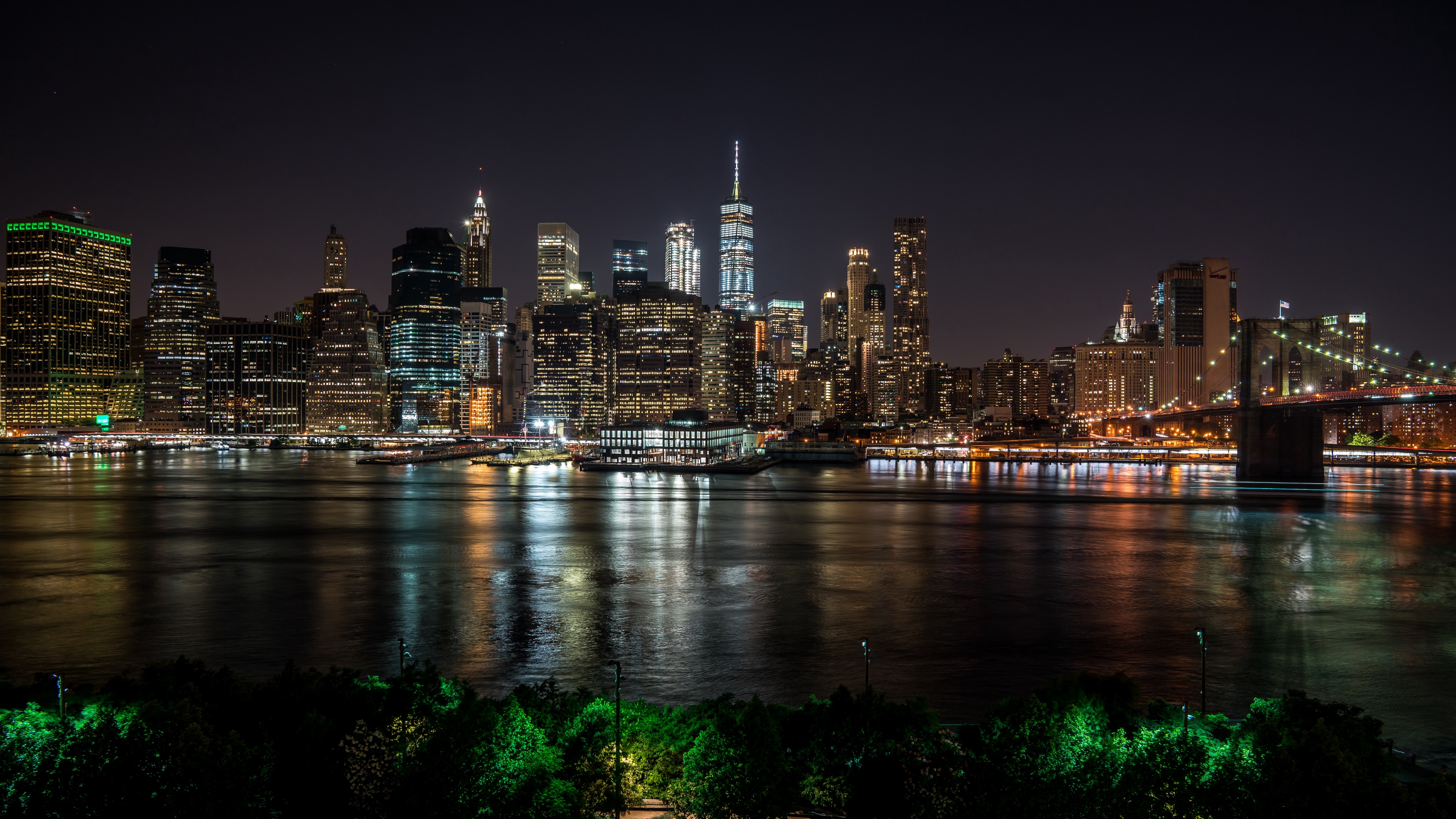Wallpaper 4k new york, usa, night city, panorama, skyscrapers 4k Wallpaper