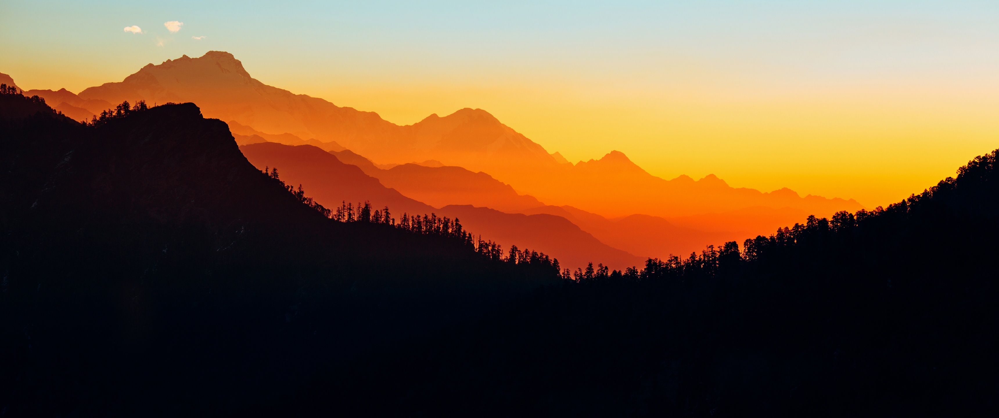Mountains Wallpaper 4K, Nepal, Himalayas, Silhouette