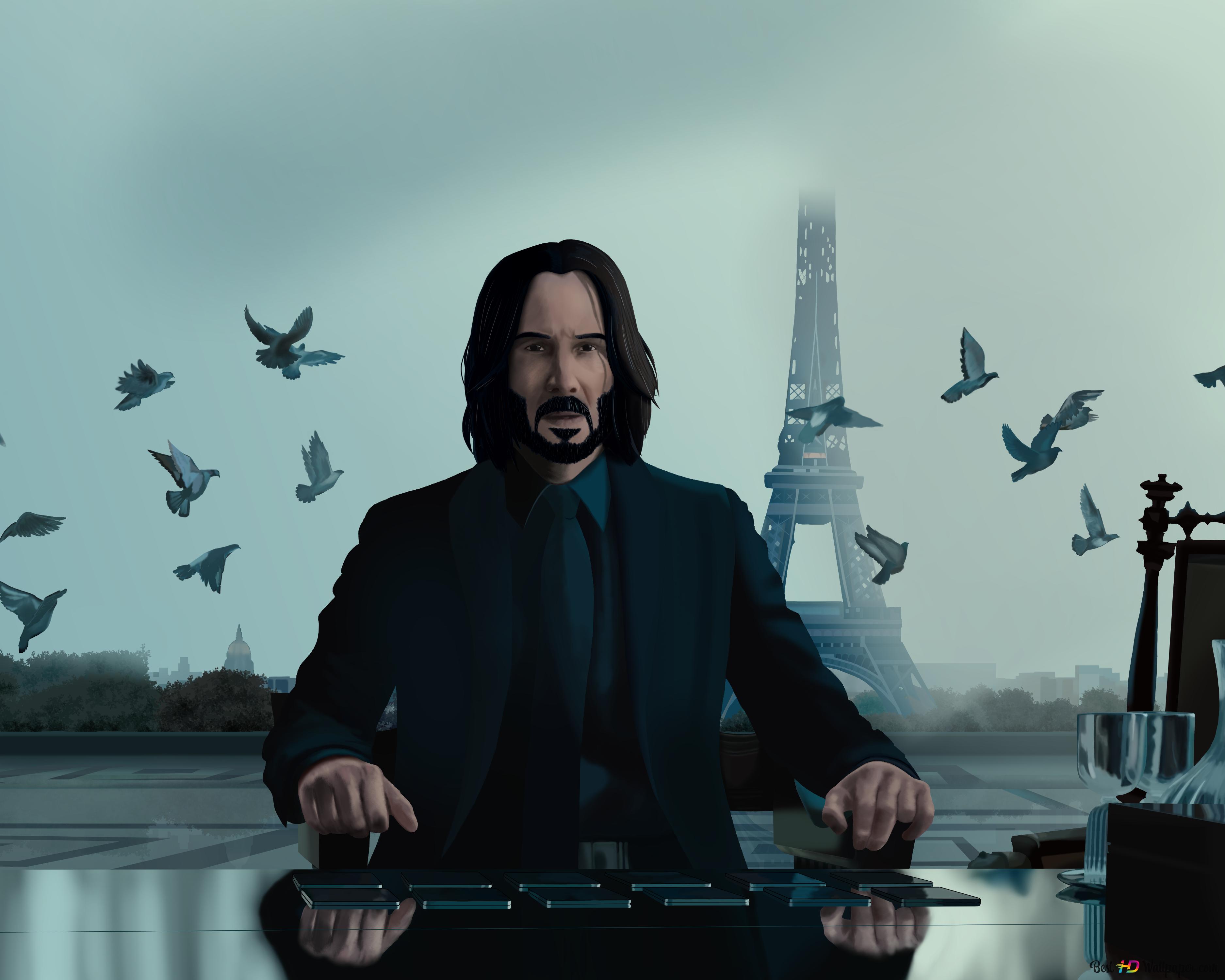 John Wick Chapter 4 movie actor Keanu Reeves 4K wallpaper download