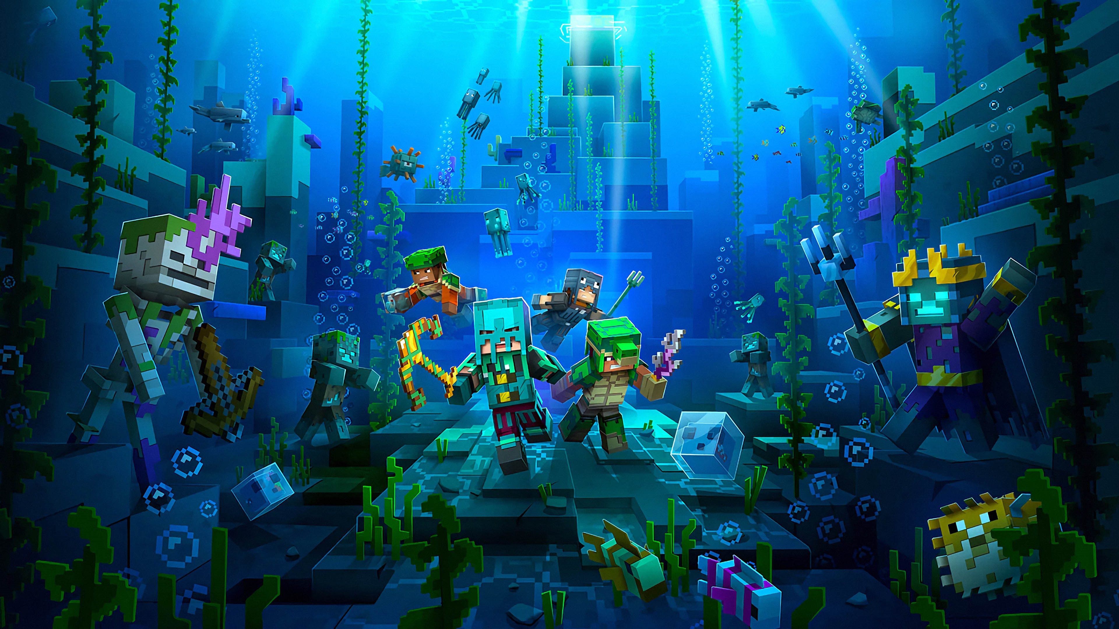 4K, Minecraft, video games, video game art, PC gaming, ocean view Gallery HD Wallpaper