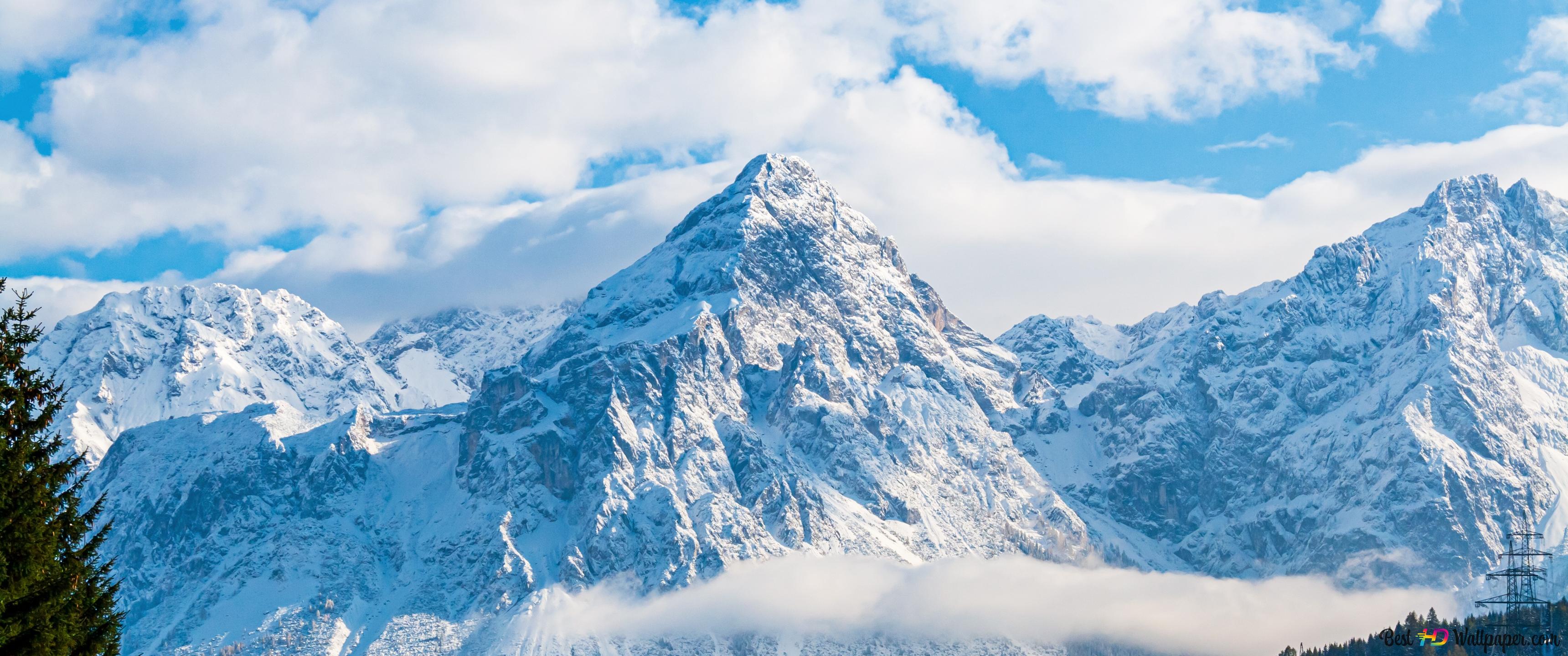 snow covered mountains 4K wallpaper download