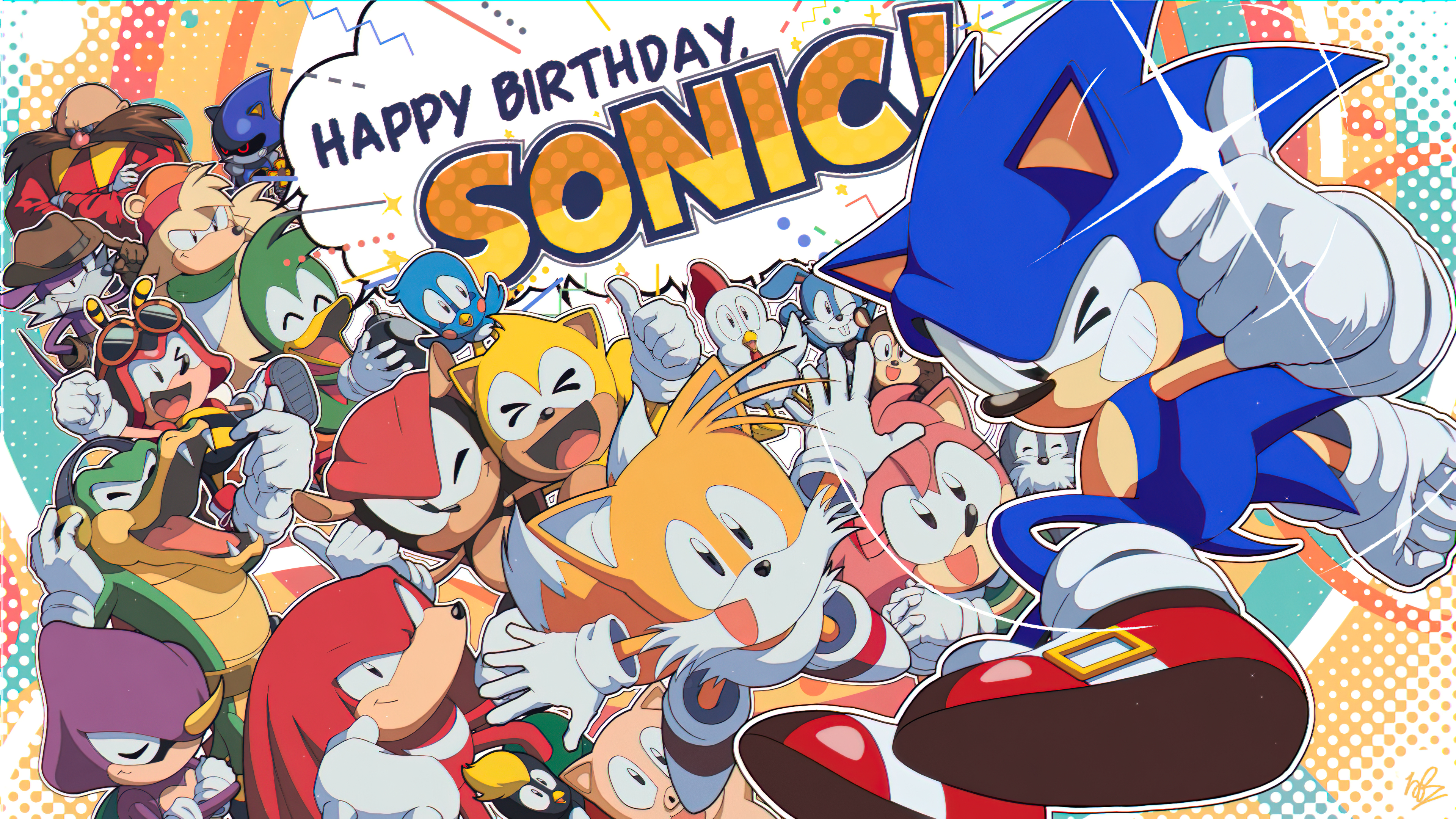 Wallpaper, Sonic the Hedgehog, mighty, espio, Knuckles, Tails character, Amy Rose, charmy, Video Game Art, PC gaming, video game characters, Anniverary, Ray The Promised Neverland 3840x2160
