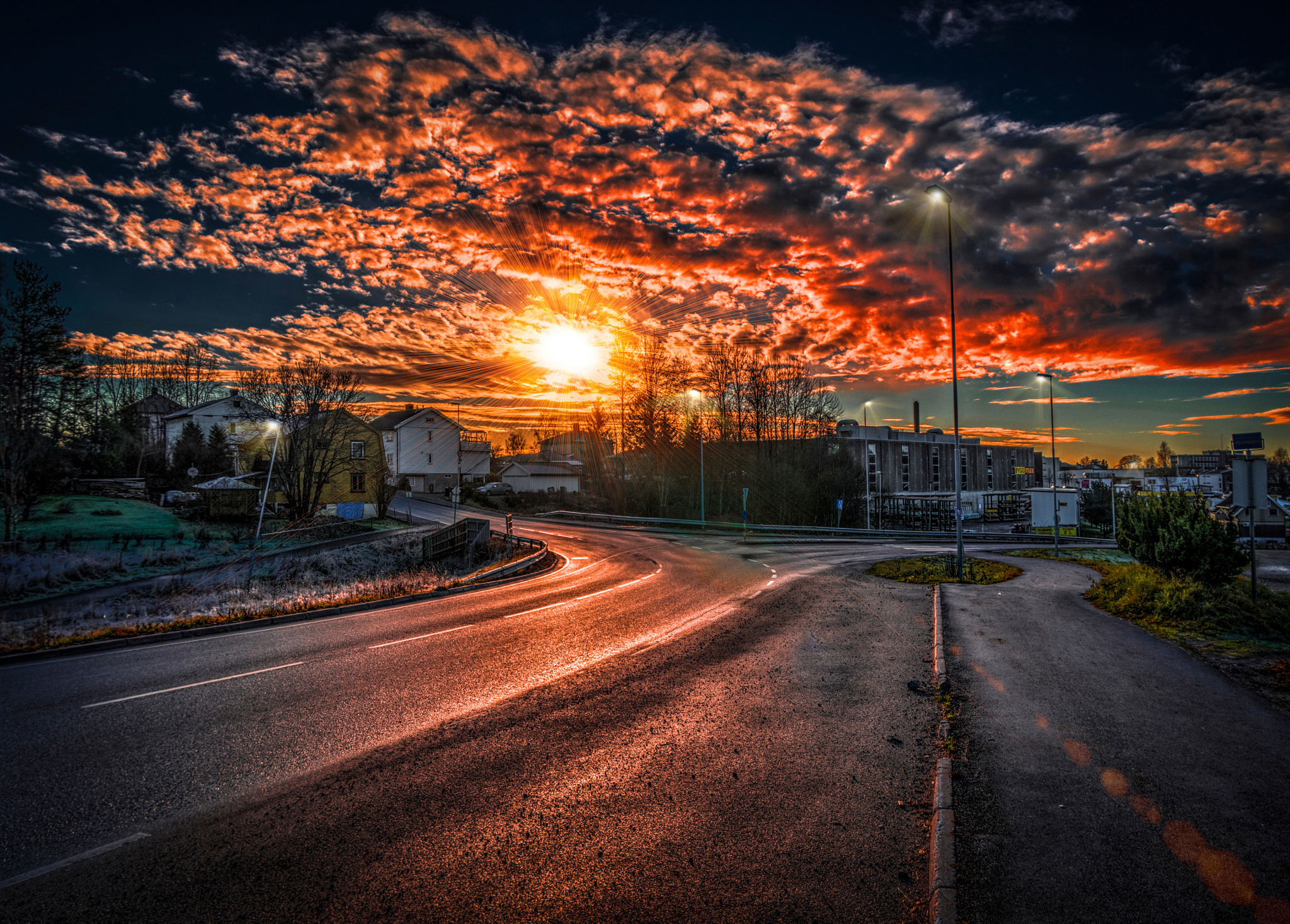 HD desktop wallpaper: Sunset, Norway, Street, Photography download free picture