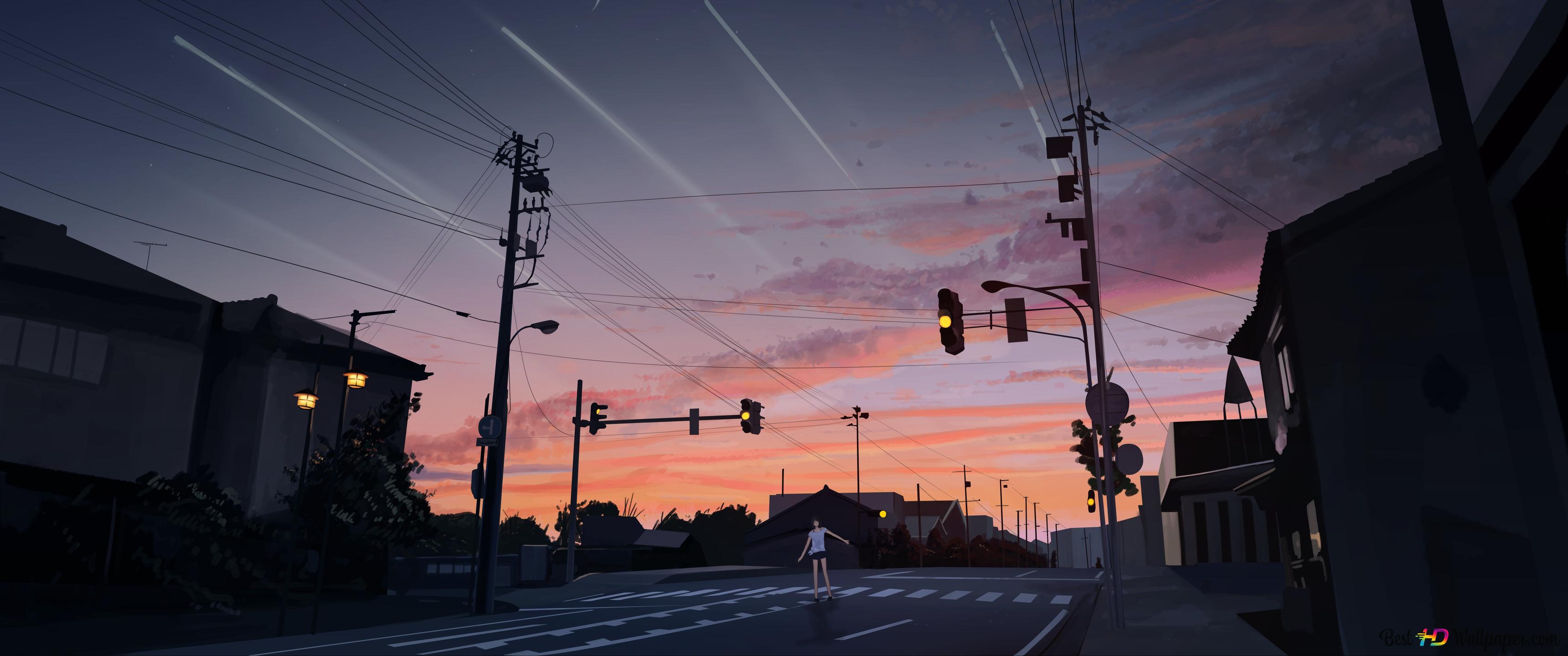Alone in middle of Street 4K wallpaper download
