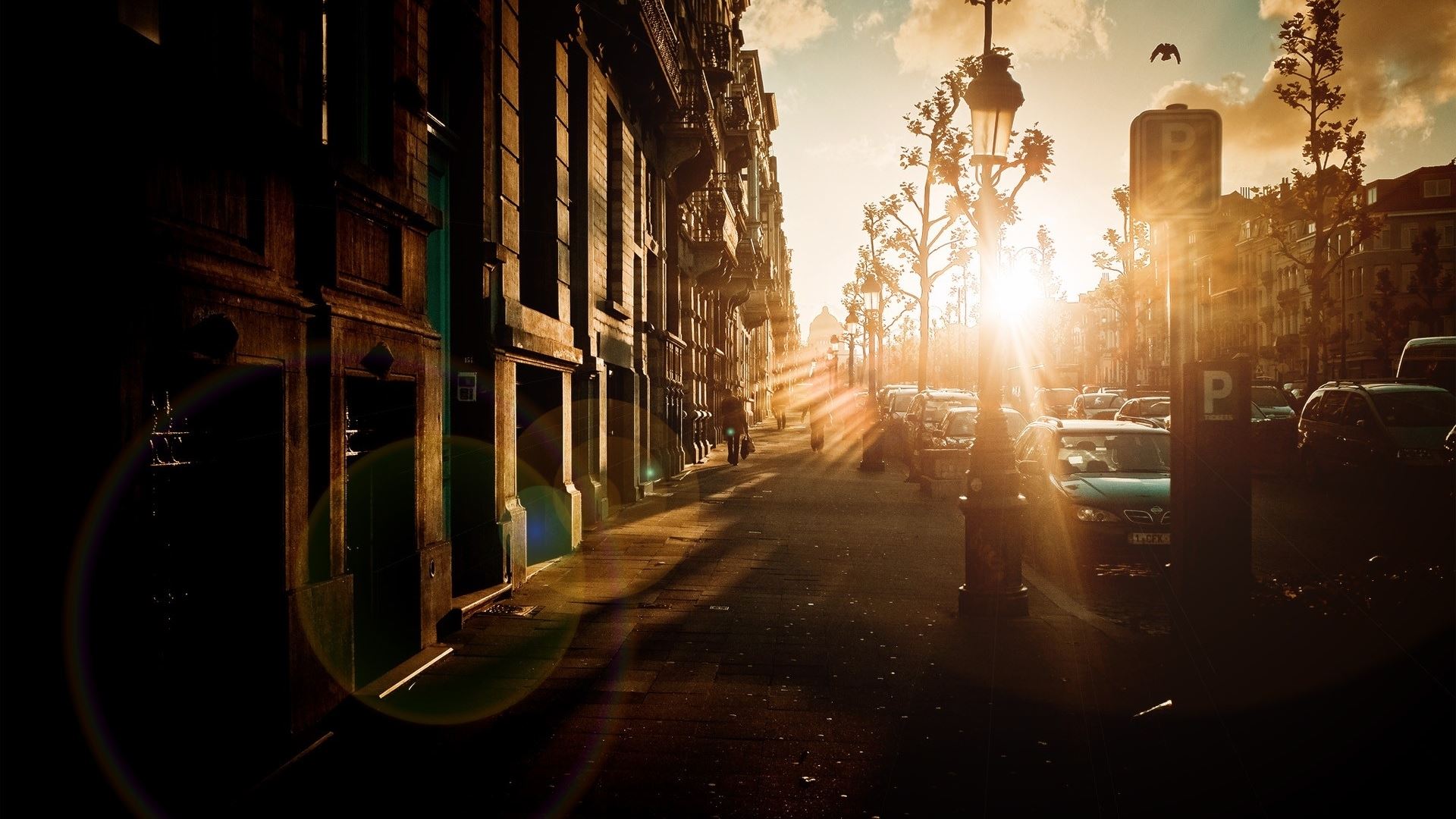 Street sunset MacBook Air Wallpaper Download
