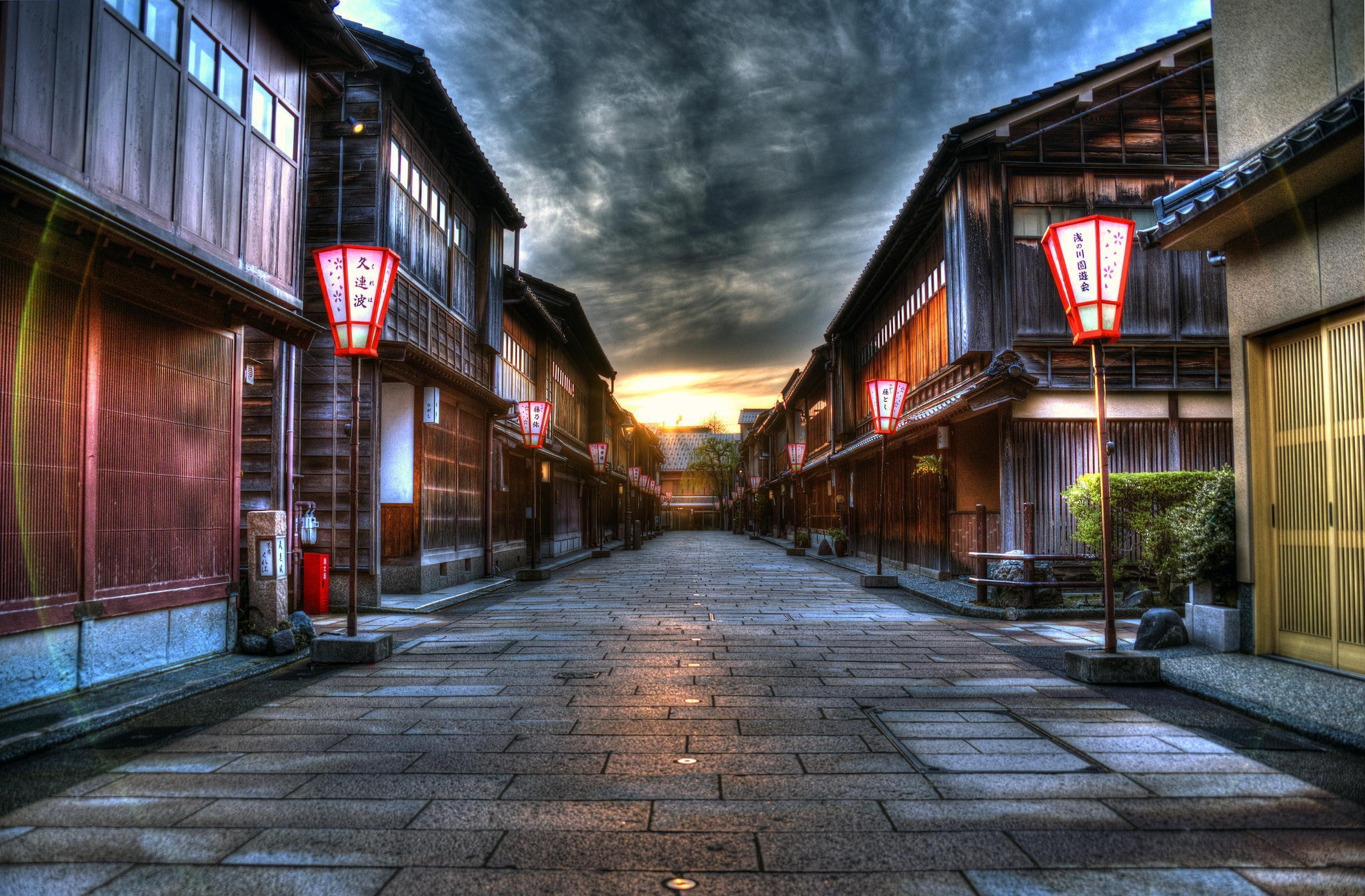 Cloud Japan Kanazawa Street Sunset Wallpaper:2048x1345