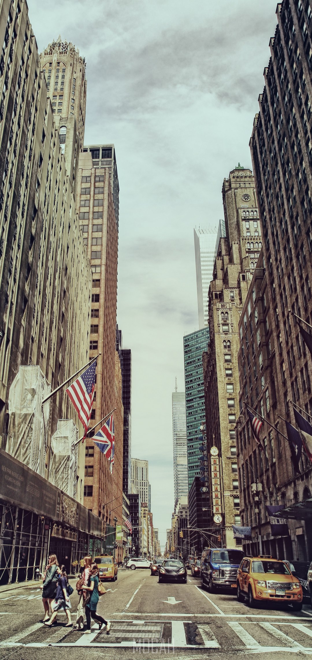 people walking across urban street in new york with skyscrapers and cars in the background, people walking across urban street, Motorola Moto E5 wallpaper full hd, 720x1280 Gallery HD Wallpaper