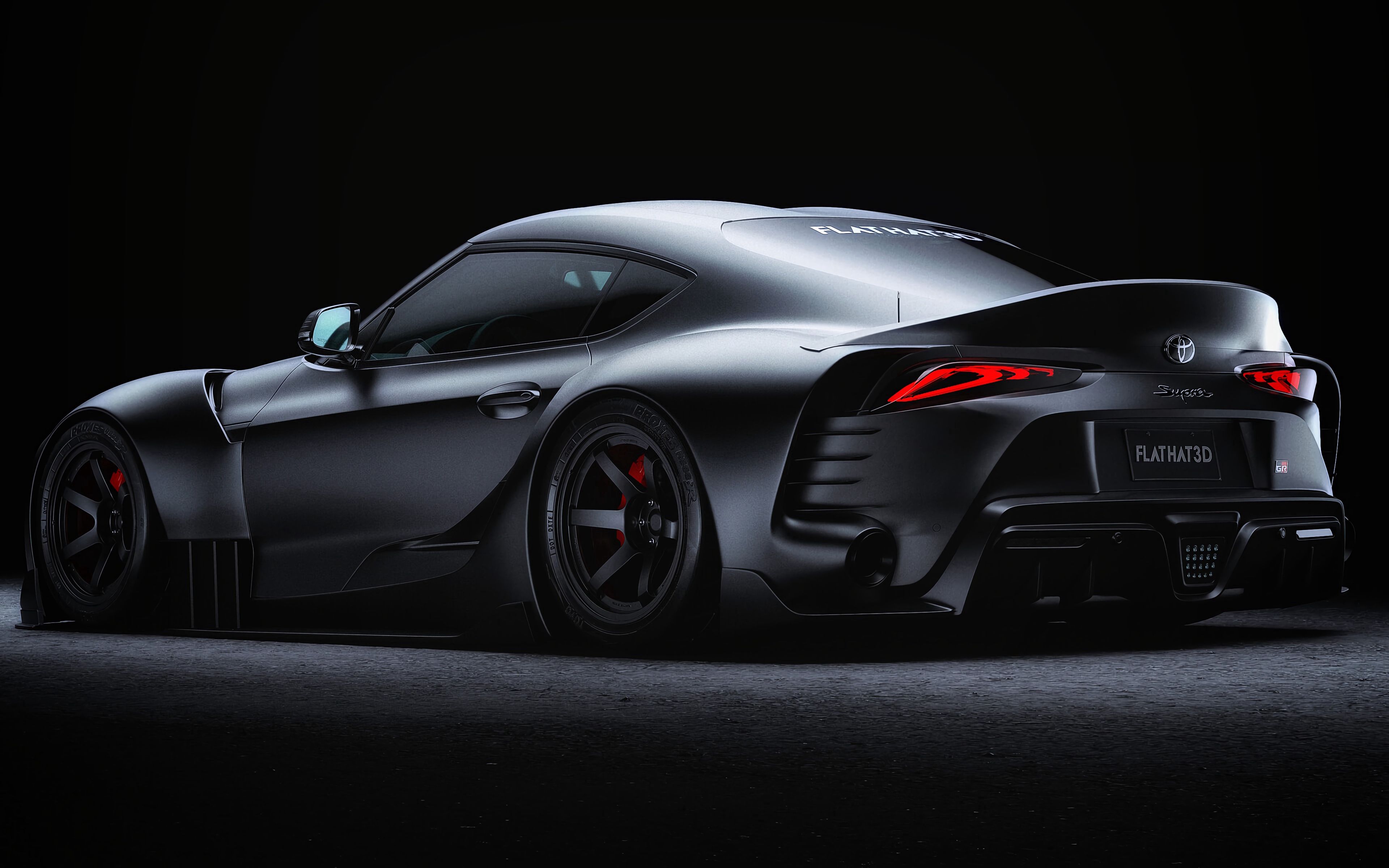 Download wallpaper 3840x2400 toyota supra, toyota, sportscar, gray, side view, night, dark 4k ultra HD 16:10 HD background