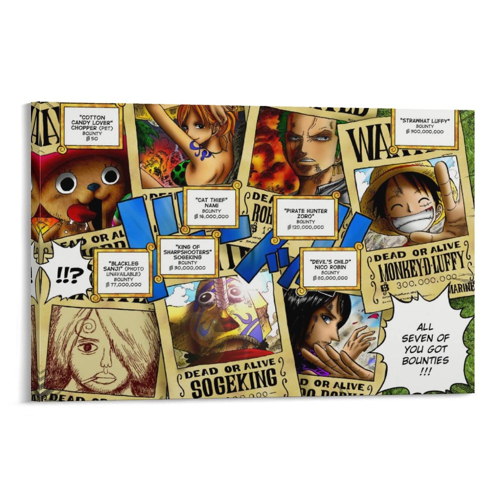 QLAZO One Piece Bounty Wanted Anime Luffy Nami Chopper Art Vintage Poster for Aesthetic Room Decor Merch Art Wall Print Wallpaper for Bedroom for Teen Girls Boys 20x30inch(50x75cm), Everything Else