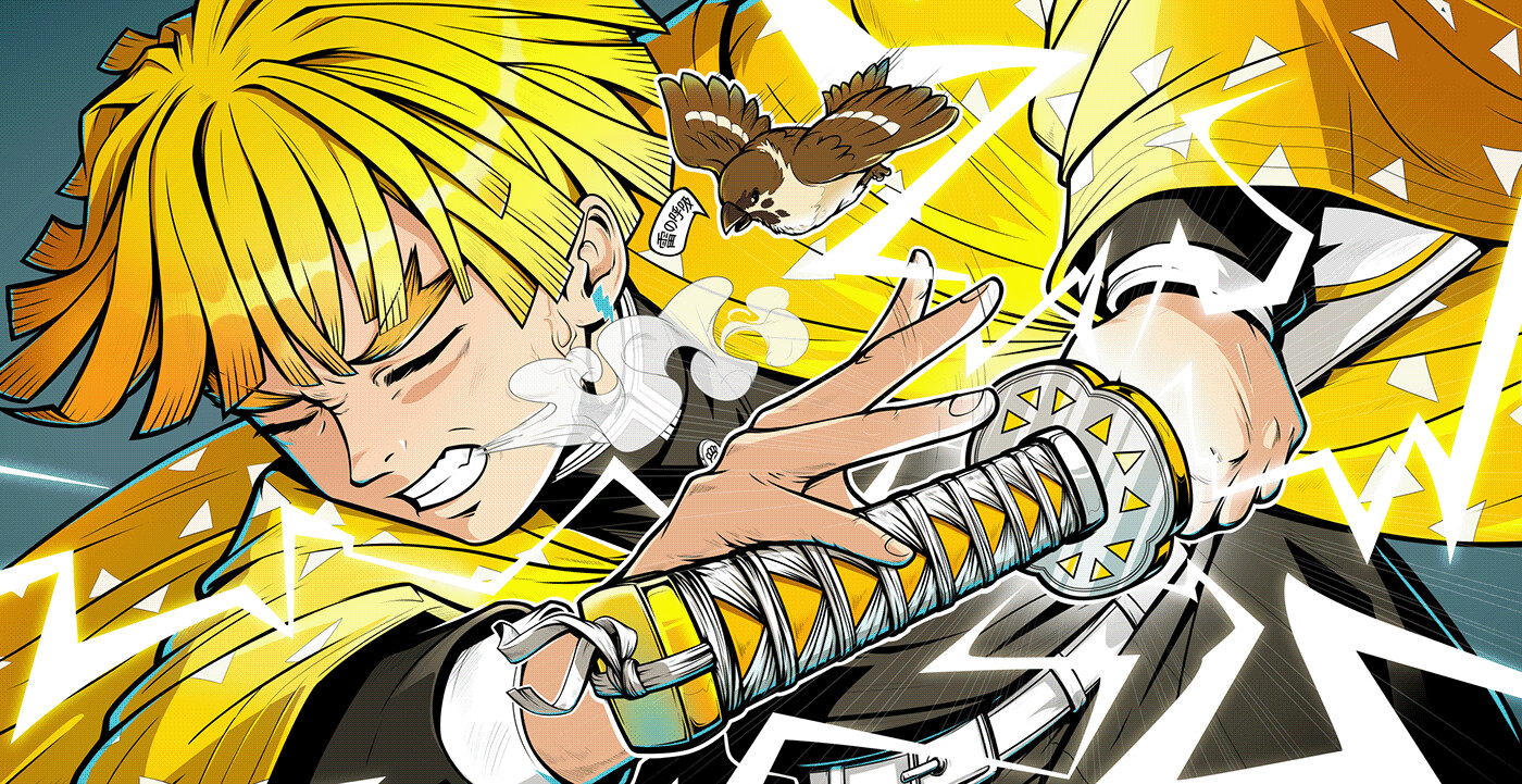 Zenitsu & Thunder Breathing (color Version) 雷の呼吸 / Demon Slayer Fan Art / Car Wrap Design