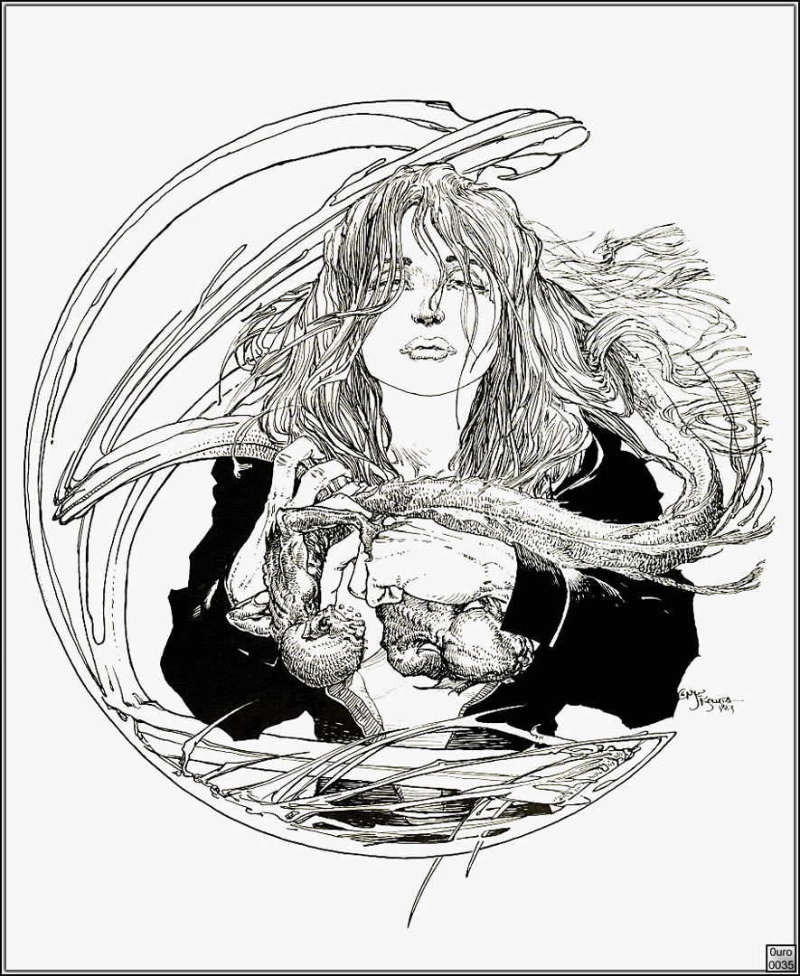 Woman Holding Creatures illustration enki bilal art wallpaper