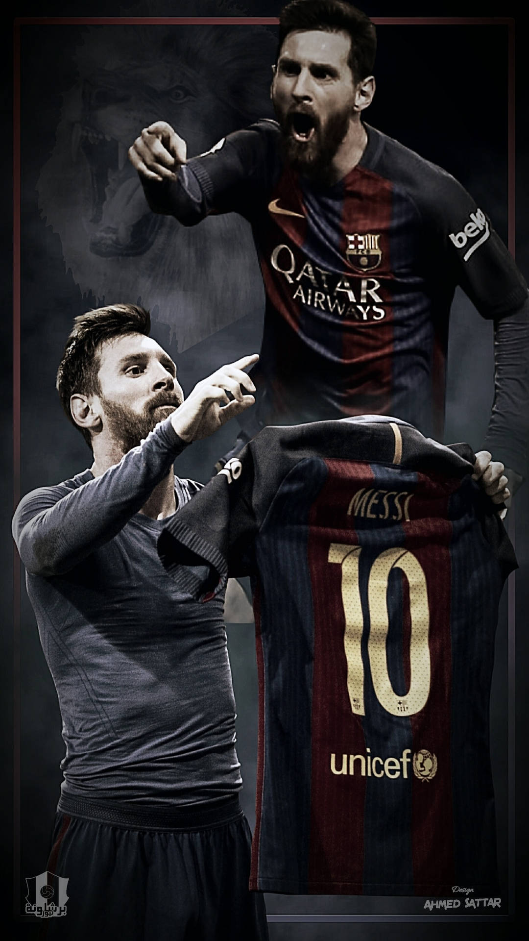 Download The Great Leo Messi Roars in Excitement Wallpaper