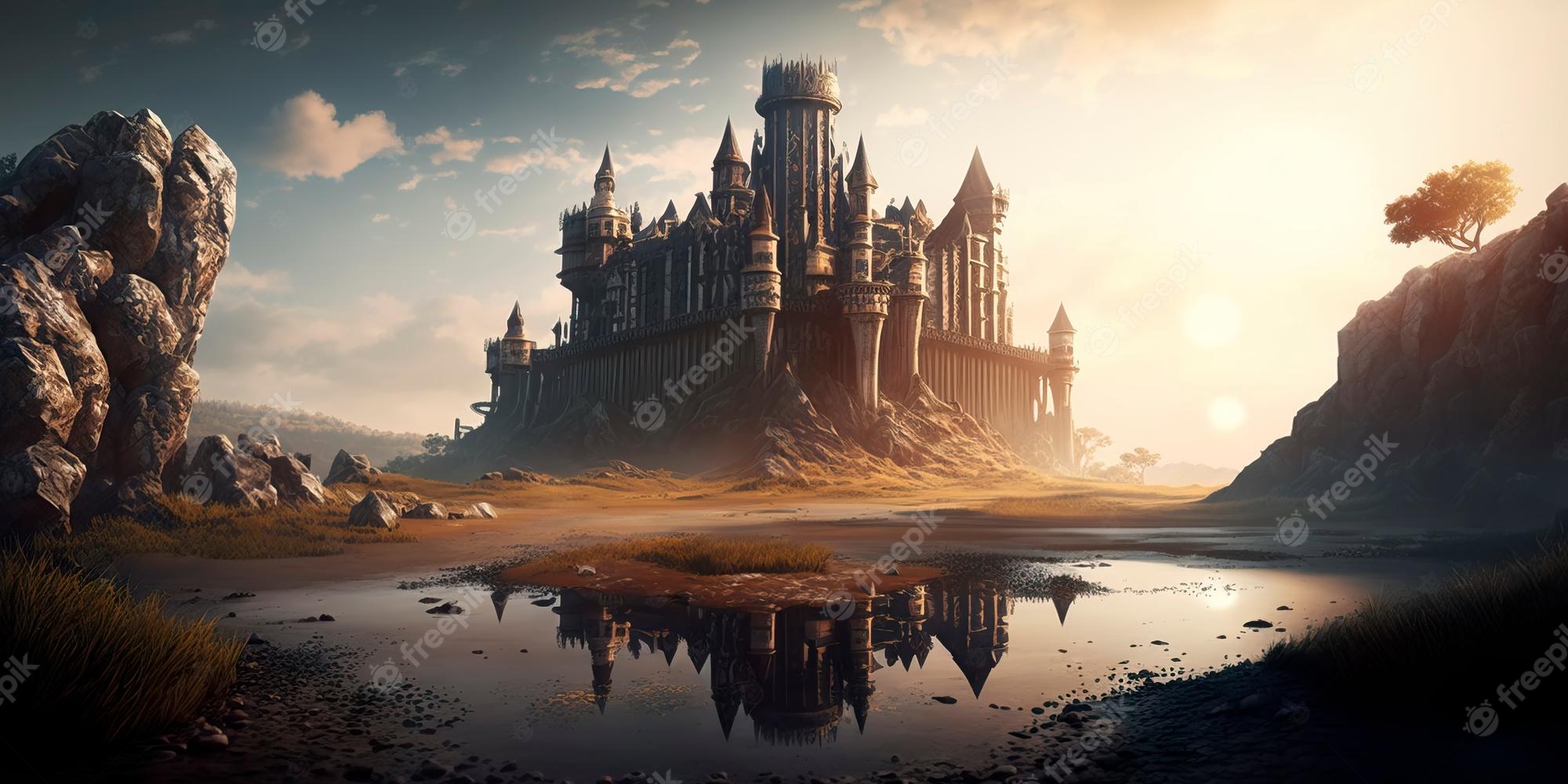 Premium Photo. Fantasy castle wallpaper mystical medieval kingdom