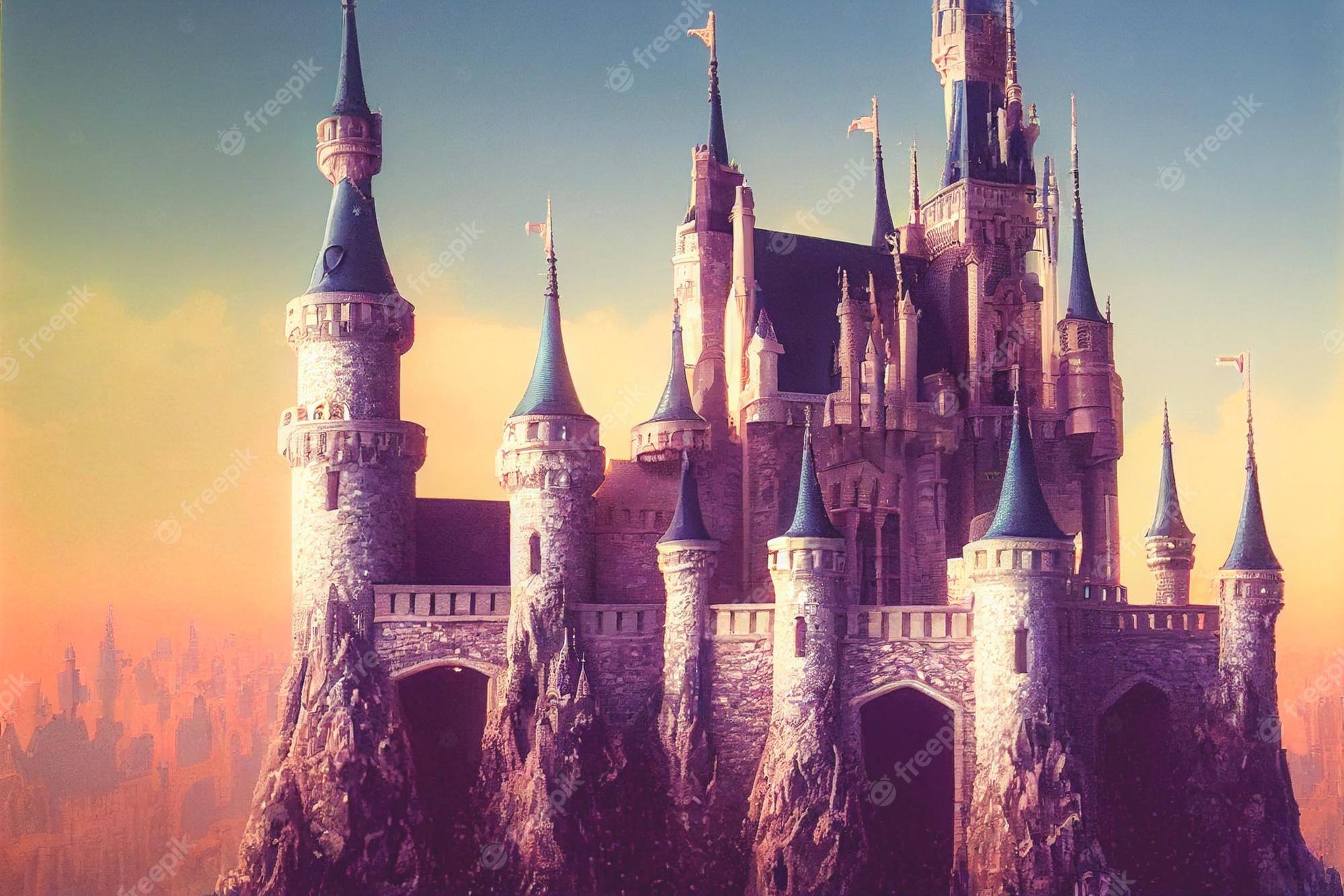 Premium Photod illustration digital art fantasy castle wallpaper