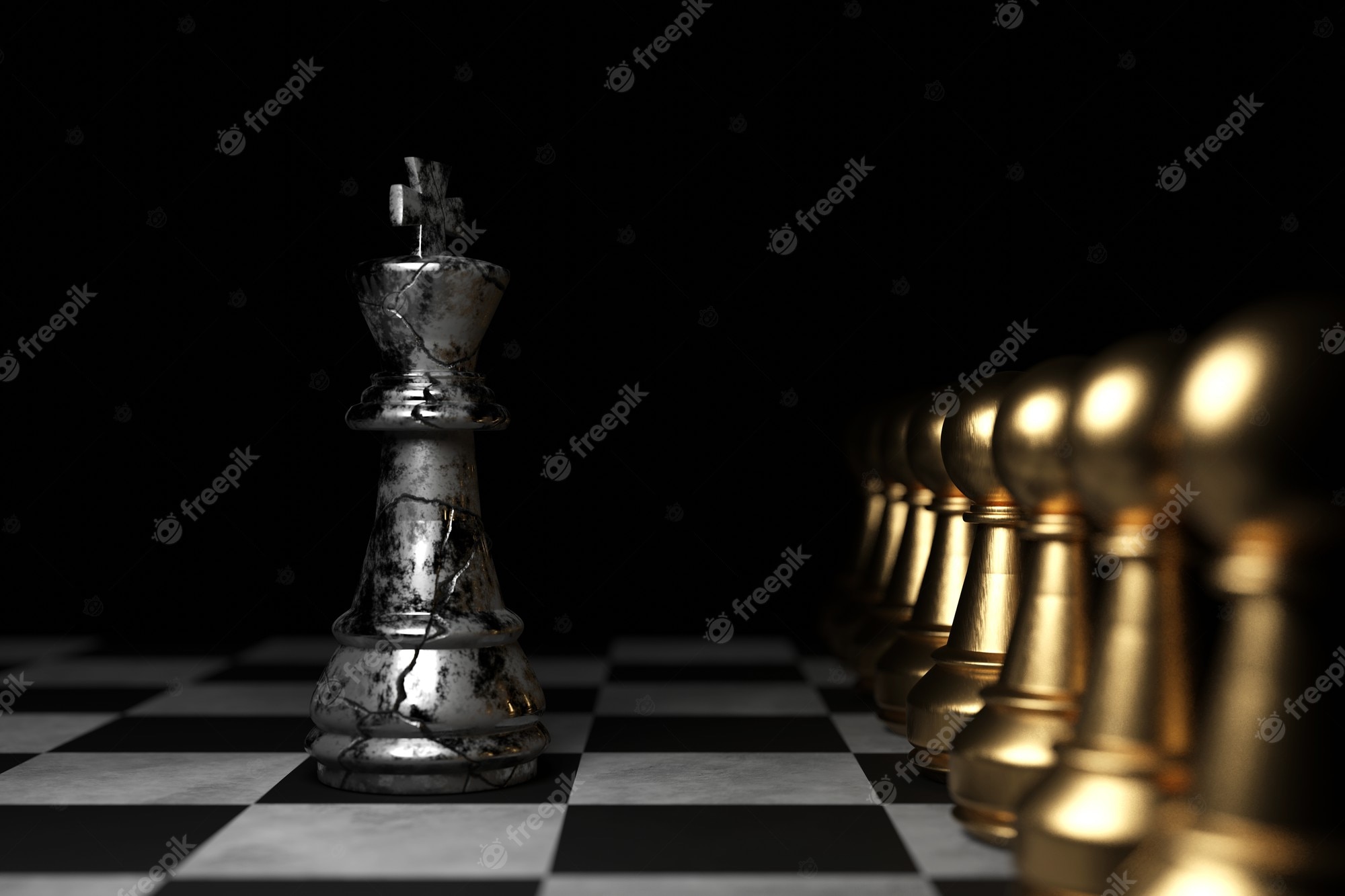 Premium Photo. Chess king. 3D wallpaper design. 3D rendering