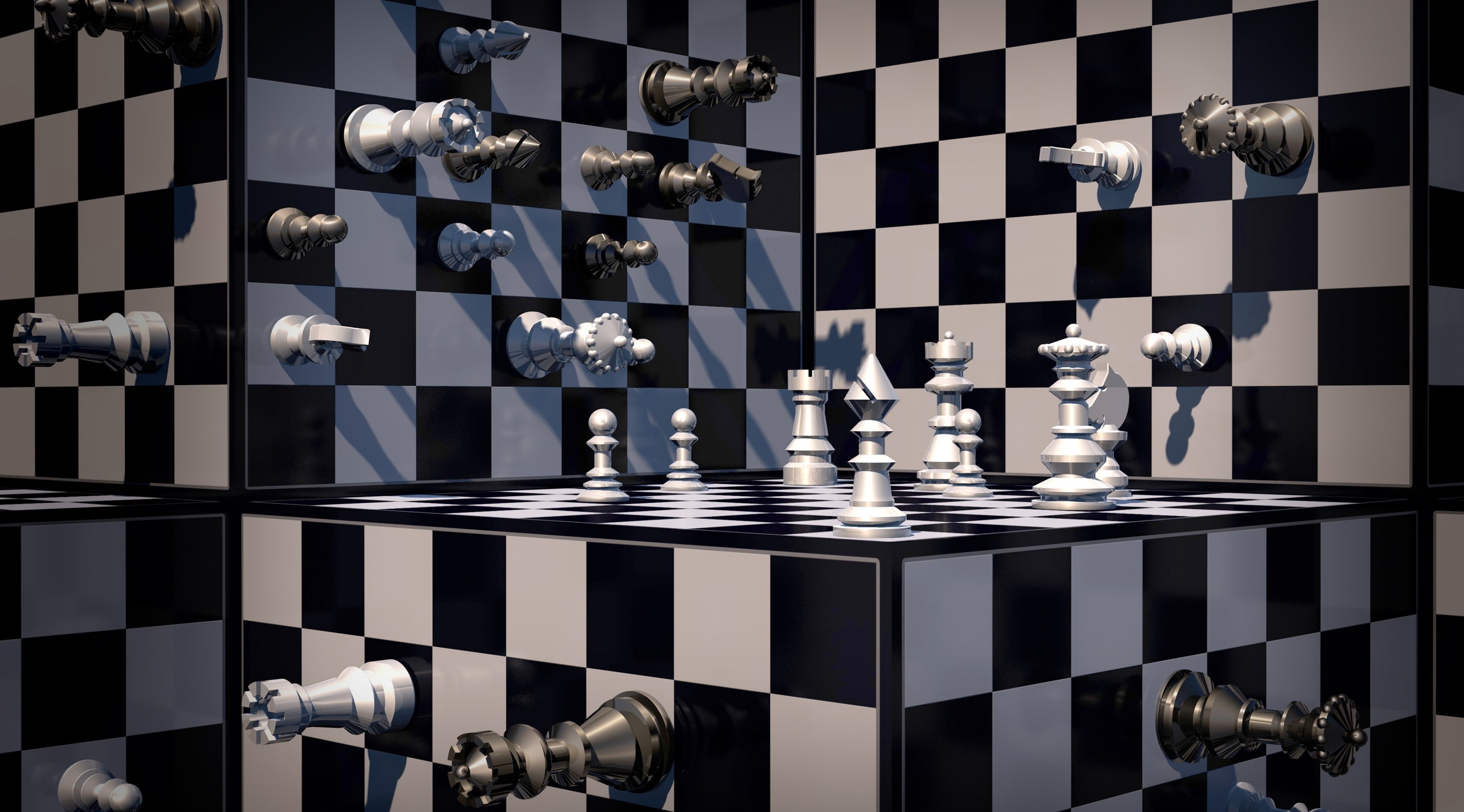 Wallpaper / Chess, 3D, Sport, Close Up, 2K, Pieces, Knights, Chess Piece, Leisure Activity, Chess Board, Relaxation, King Piece, Fantasy, Black, Competition Free Download