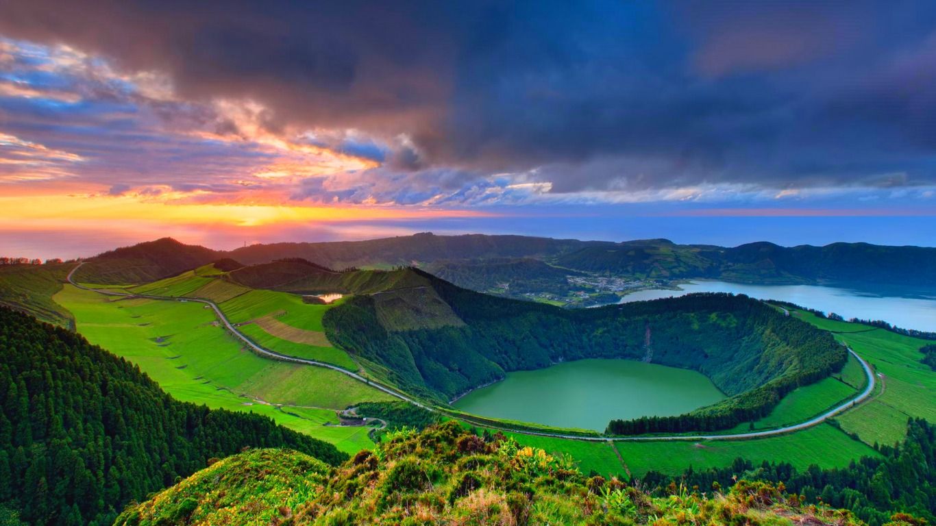 Sunset At Sao Miguel, Azores Islands Nexus Wallpaper. Landscape wallpaper, Sunset nature, Landscape