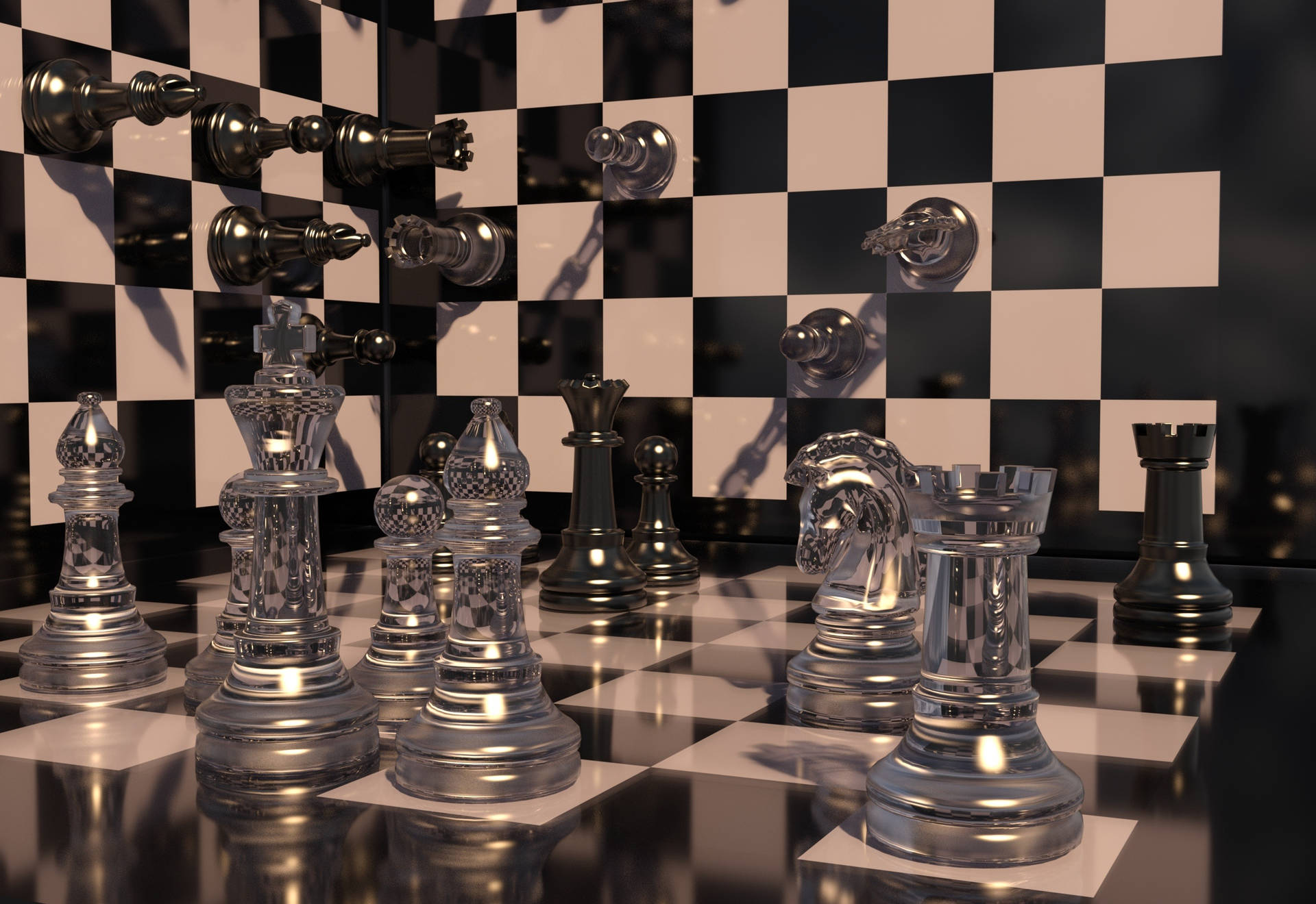 Download Acrylic Chess Pieces Wallpaper