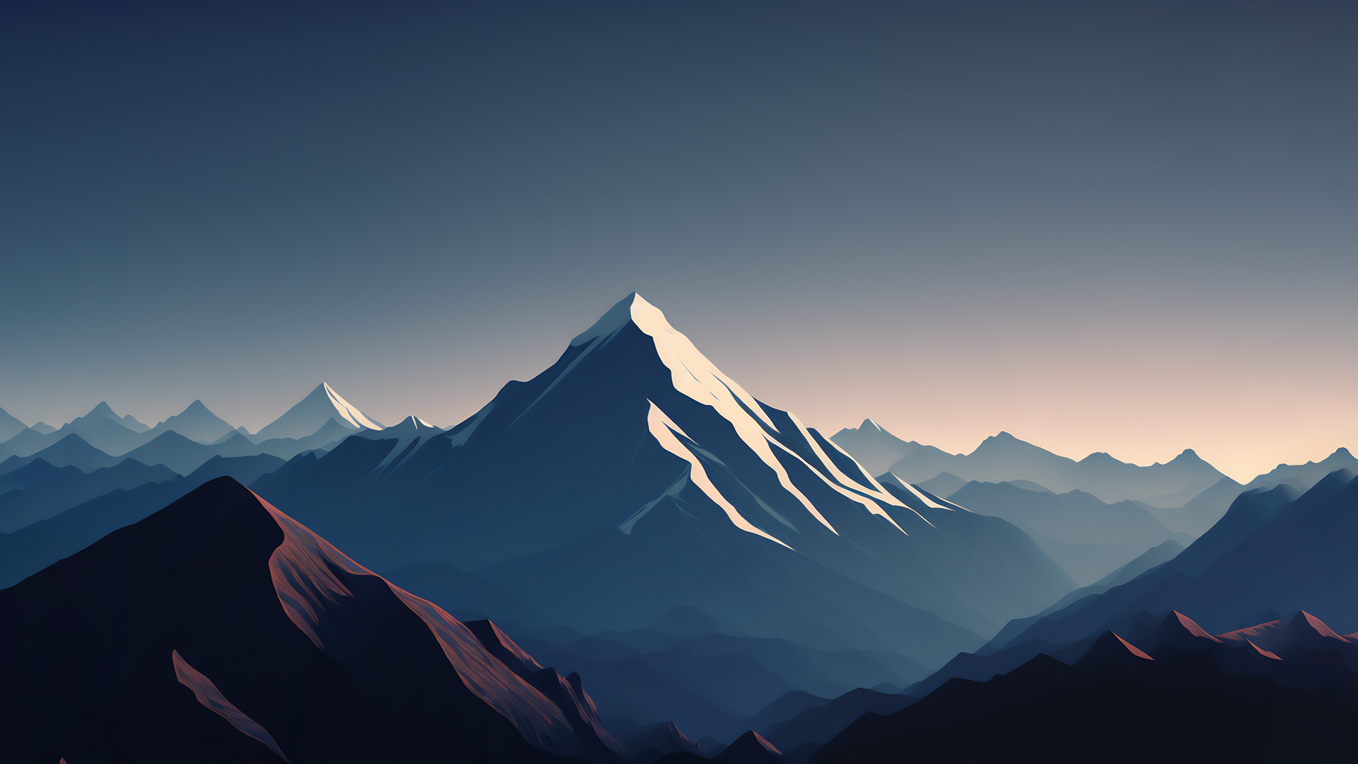 Wallpaper, ai art, minimalism, mountains, vector, illustration, nature 1920x1080
