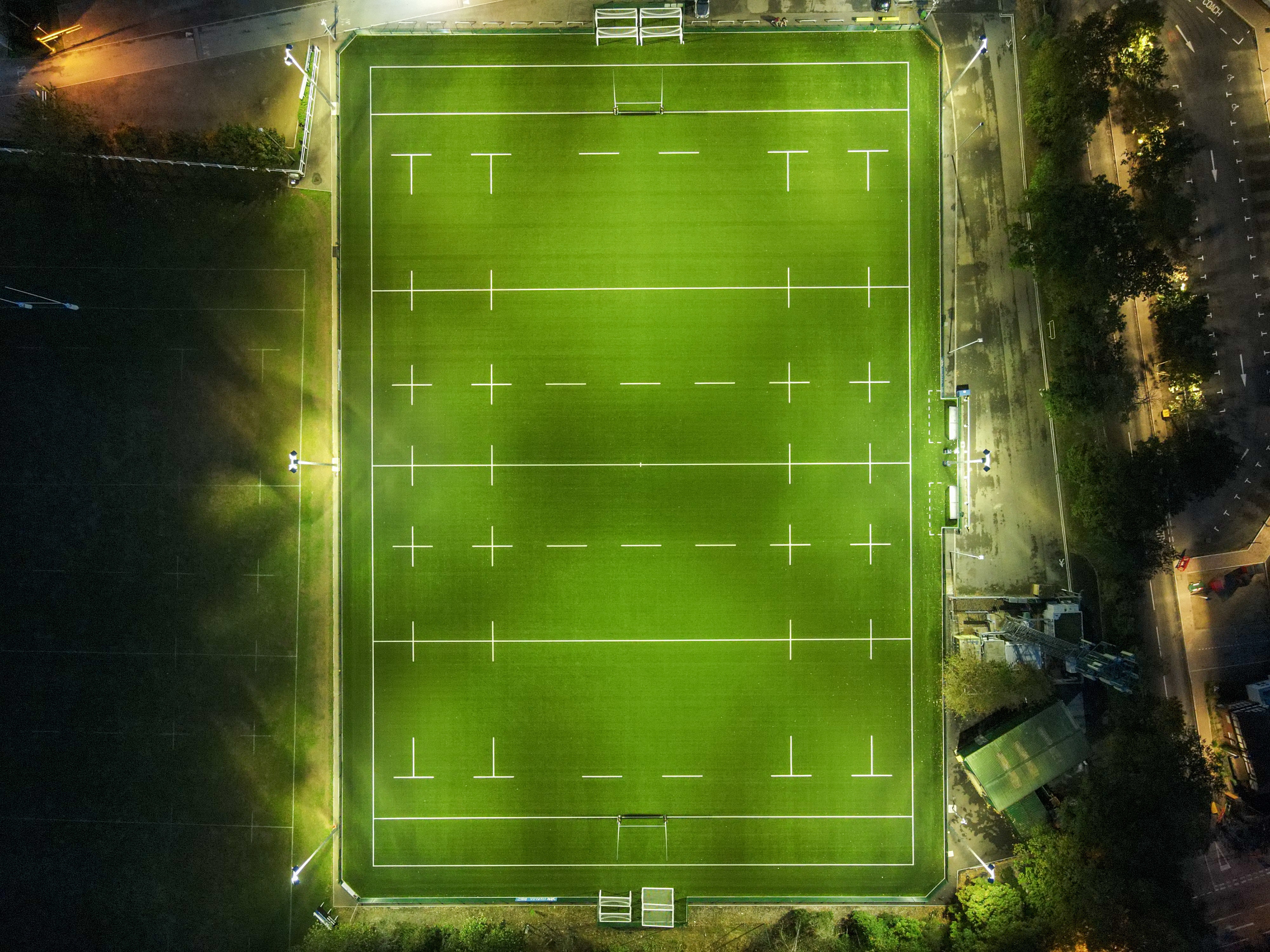 Well groomed rugby field at night · Free