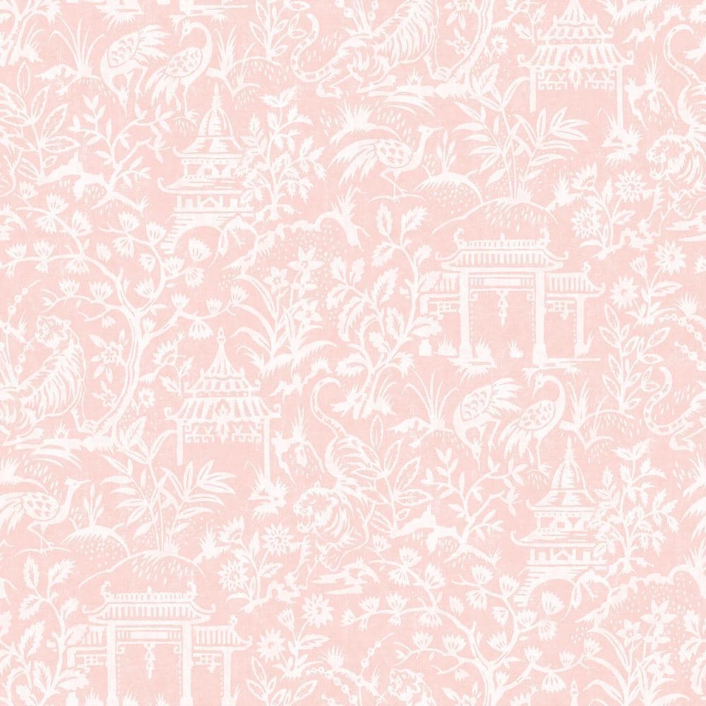 Secret Garden Pink Detailed Botantical Toile Design On Non Woven Paper Non Pasted Wallpaper Roll (Covers 57.75 Sq. Ft.) G78511 Home Depot