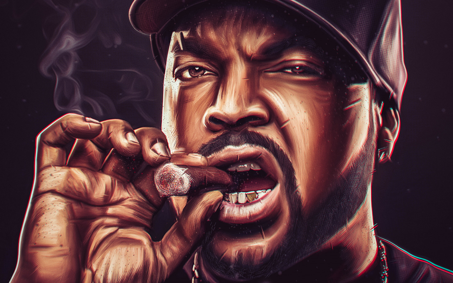 Download wallpaper Chain, Male, Ice Cube, Cigar, Rapper, section painting in resolution 1440x900