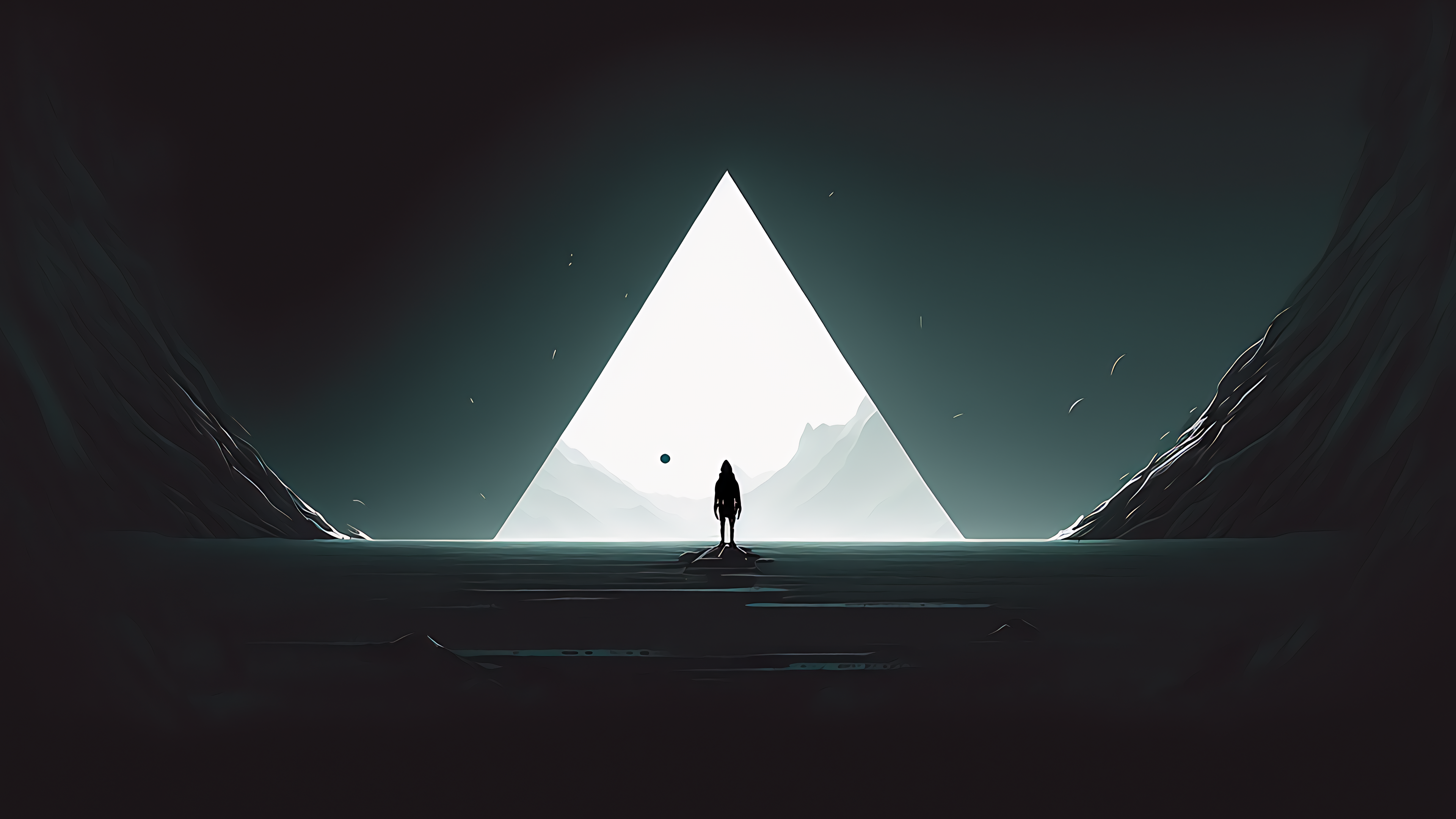 Minimalism Ai Art Simple Background Science Fiction Abstract Mountains Night Wallpaper:3840x2160