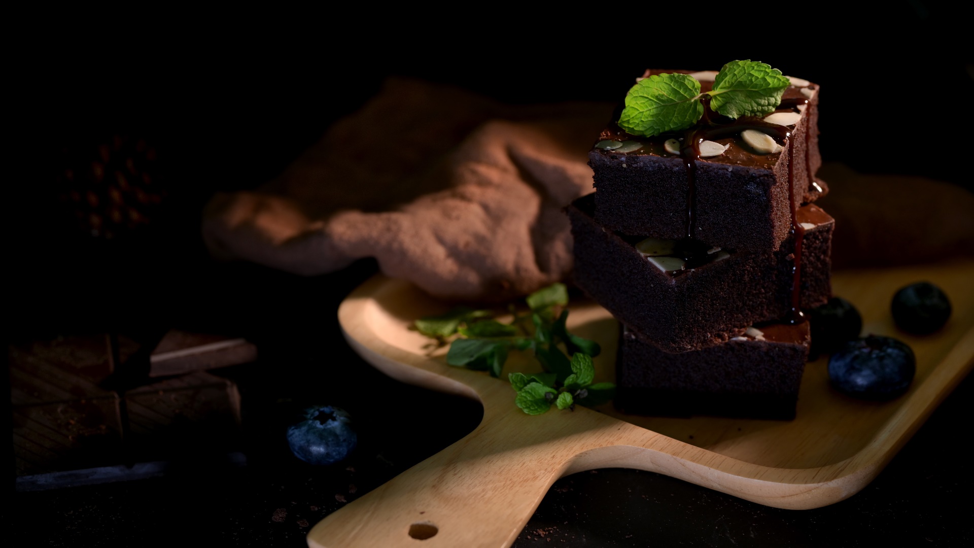 Wallpaper, dark, sweets, chocolate, cake 1920x1080