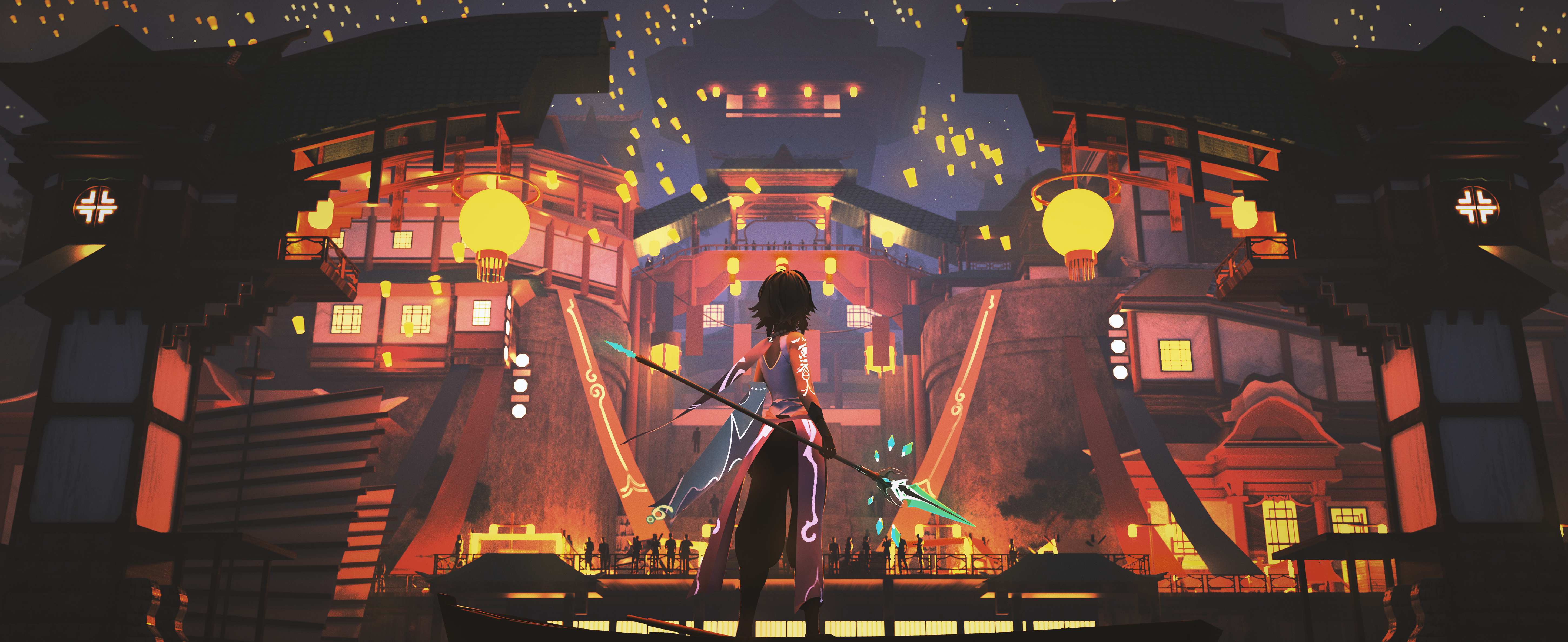 Lantern Festival, lantern, Genshin Impact, xiao, Liyue Harbor(Genshin Impact)x2374 Wallpaper