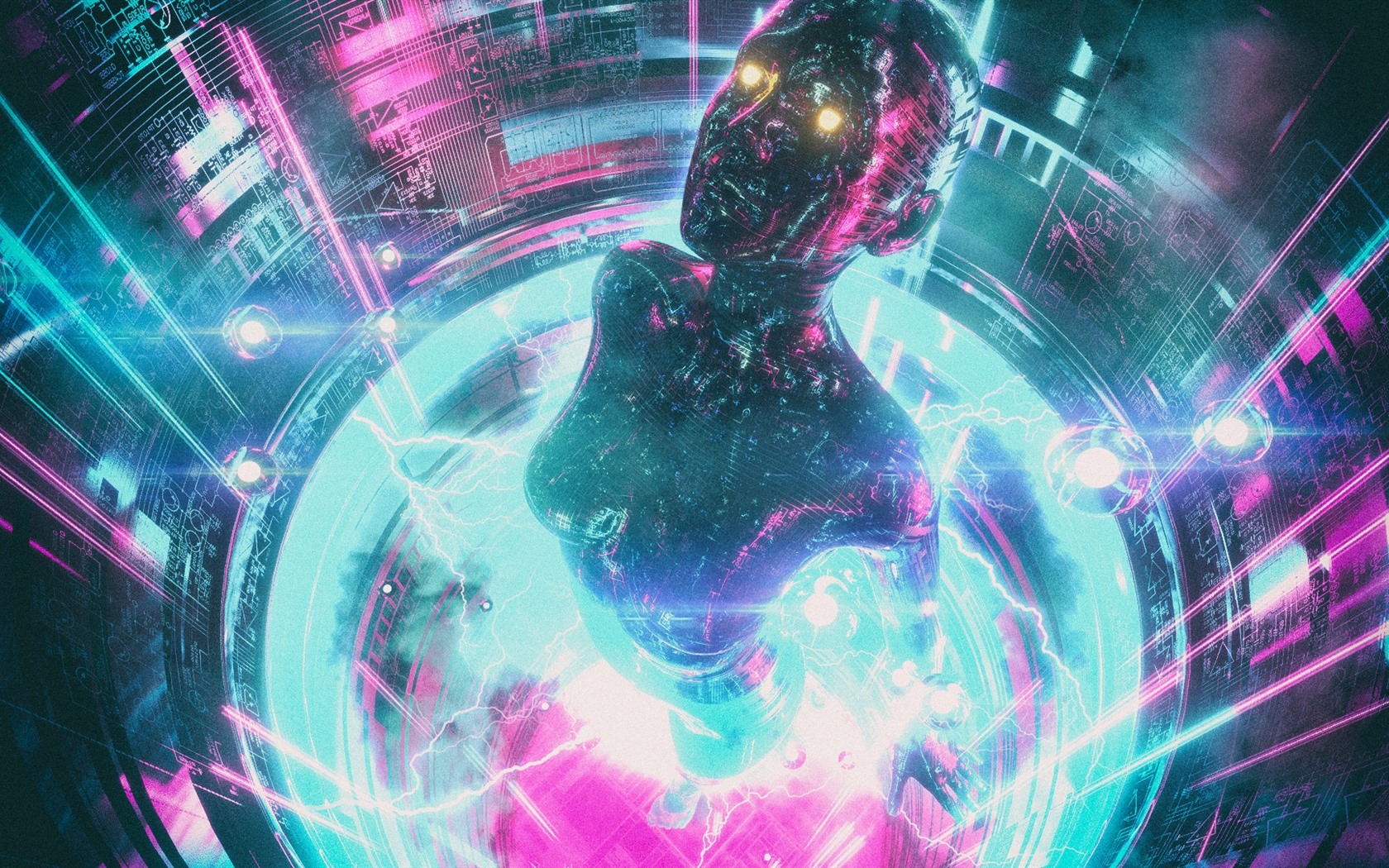 Wallpaper Cyberpunk 2077, girl, neon 1920x1080 Full HD 2K Picture, Image