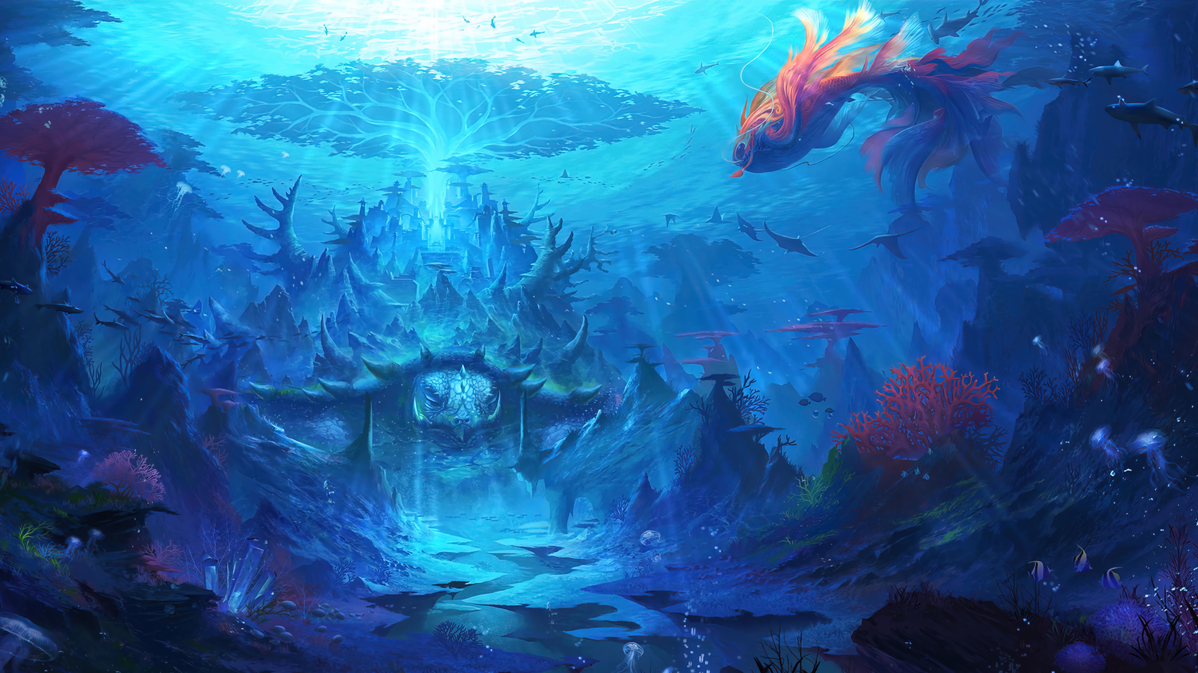 underwater, fantasy, scenery, digital art, 4k, pc Gallery HD Wallpaper
