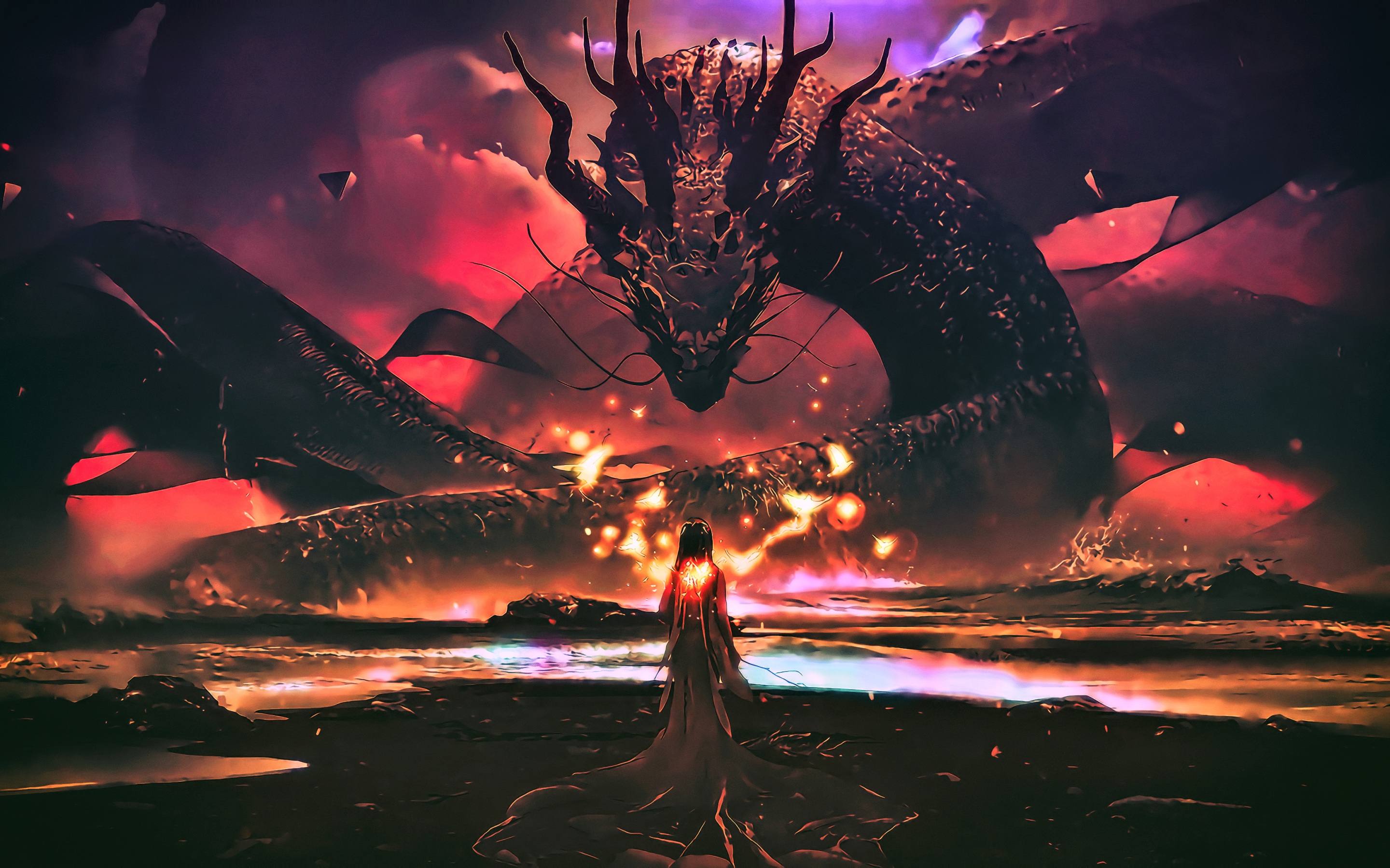 Wallpaper 4k Dragon Goddess Artwork Fantasy 4k Wallpaper