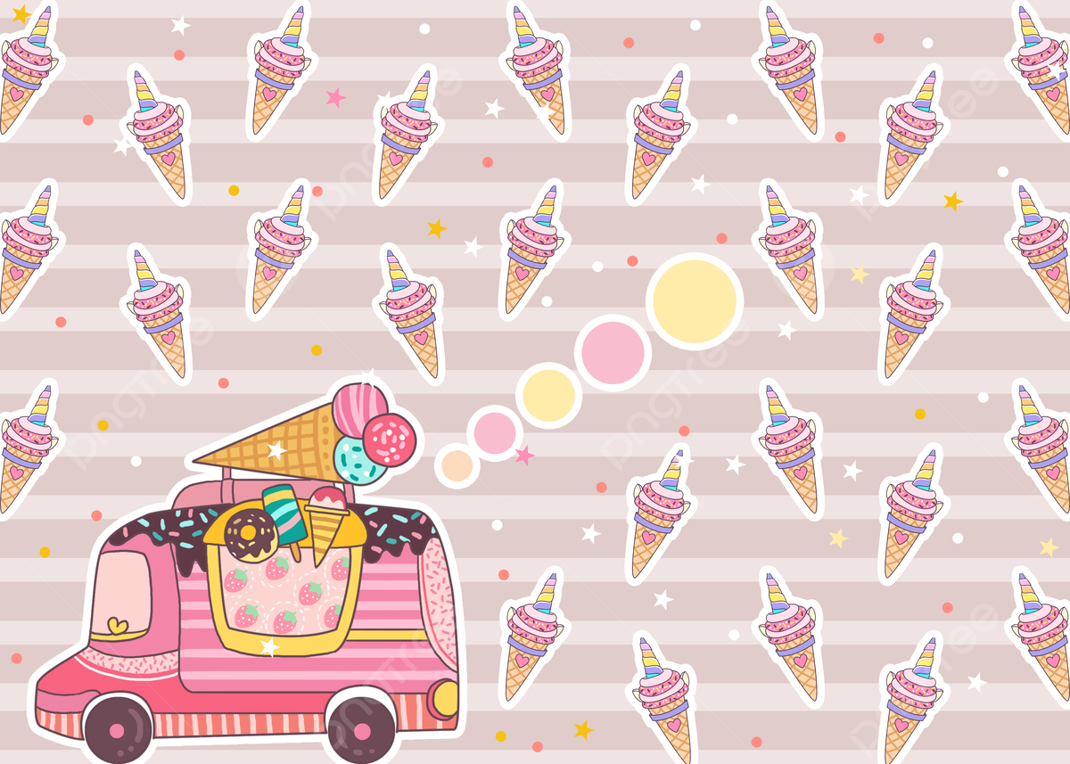 Cute Ice Cream On Summer Seamless Cartoon Background, Summer, Cartoon, Ice Cream Background Image And Wallpaper for Free Download