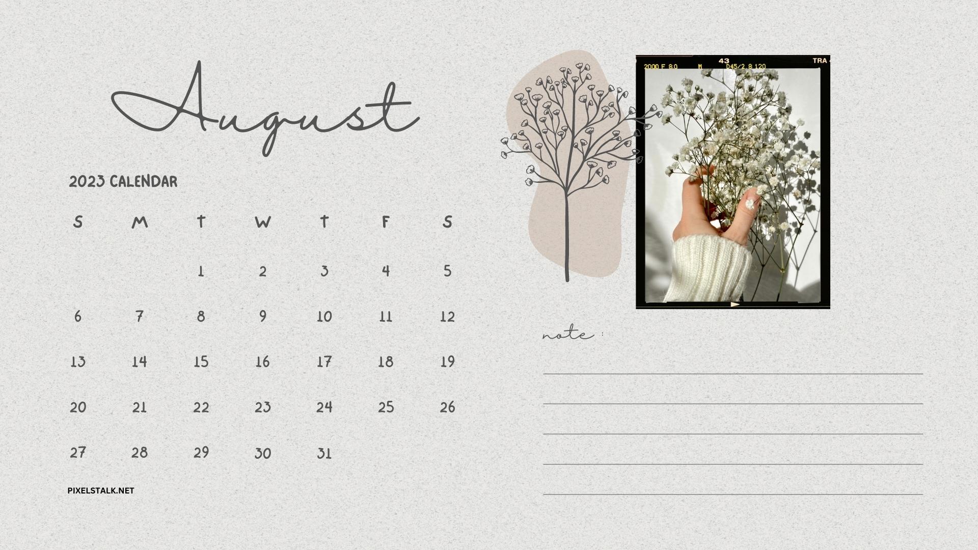 August 2023 Calendar Background for Desktop